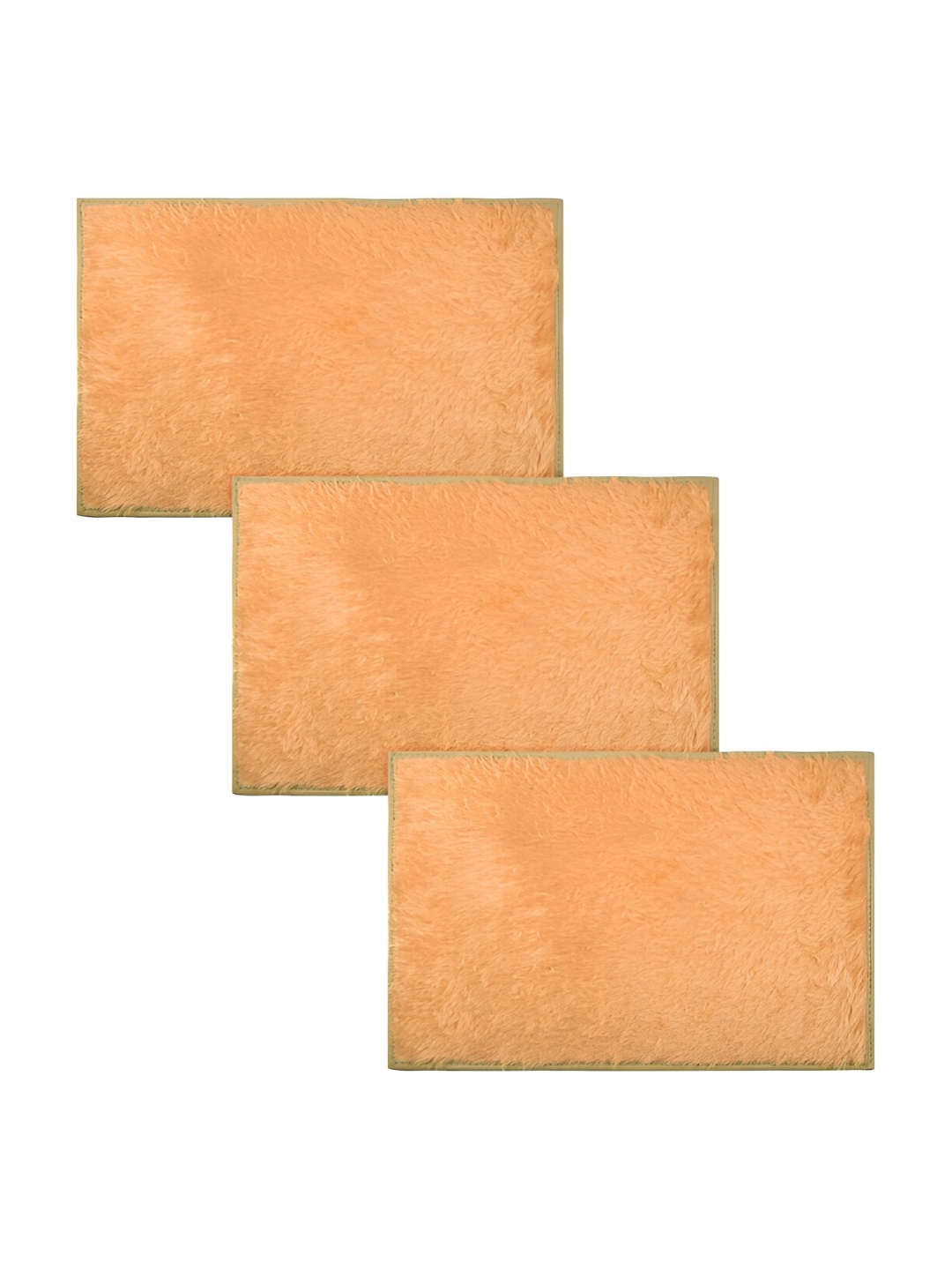 

Kuber Industries 3 Pieces Yellow Shaggy Anti-Skid Velvet Doormats