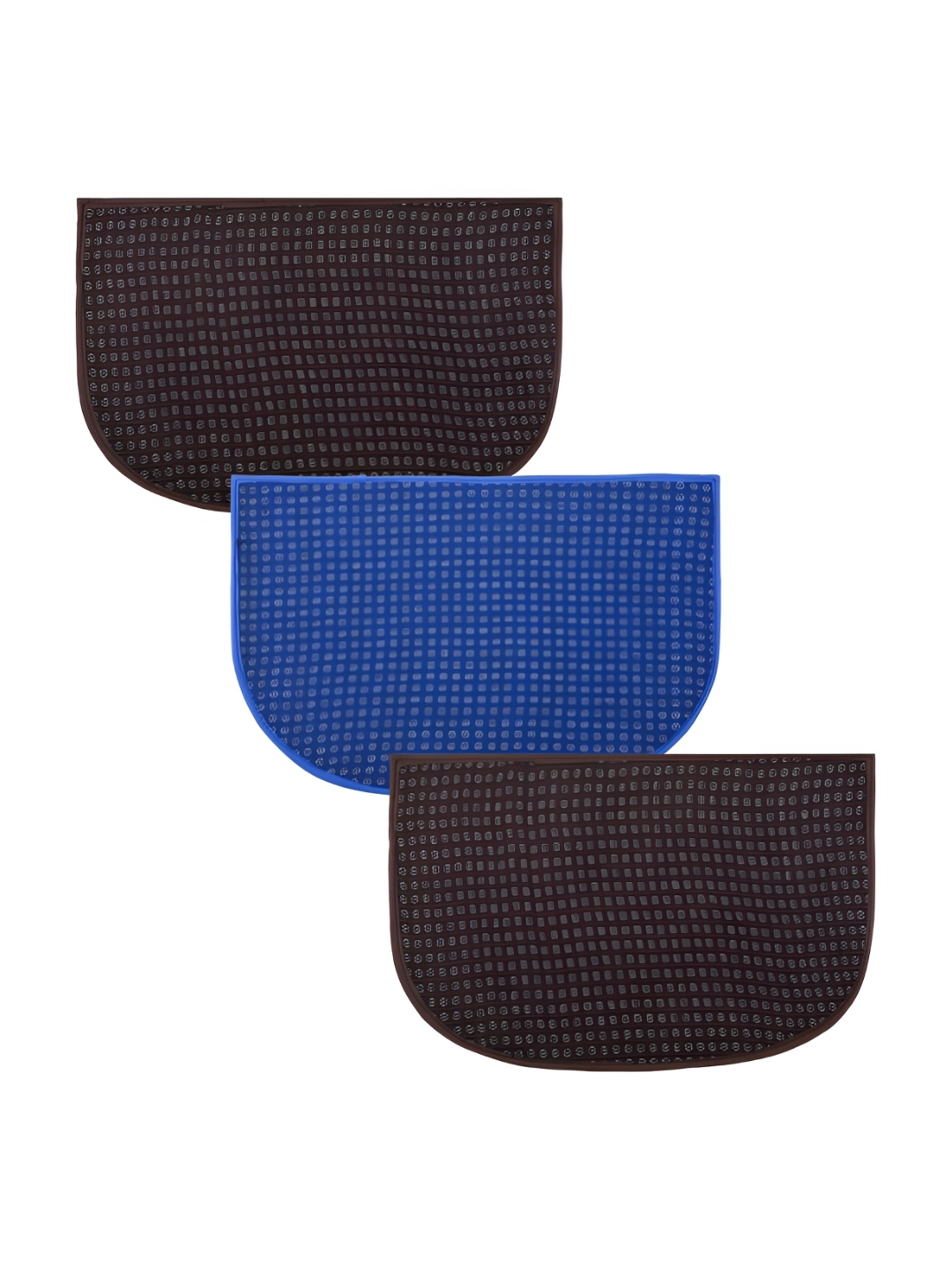 

Kuber Industries Blue & Black 3Pcs Printed Anti-Skid Doormats