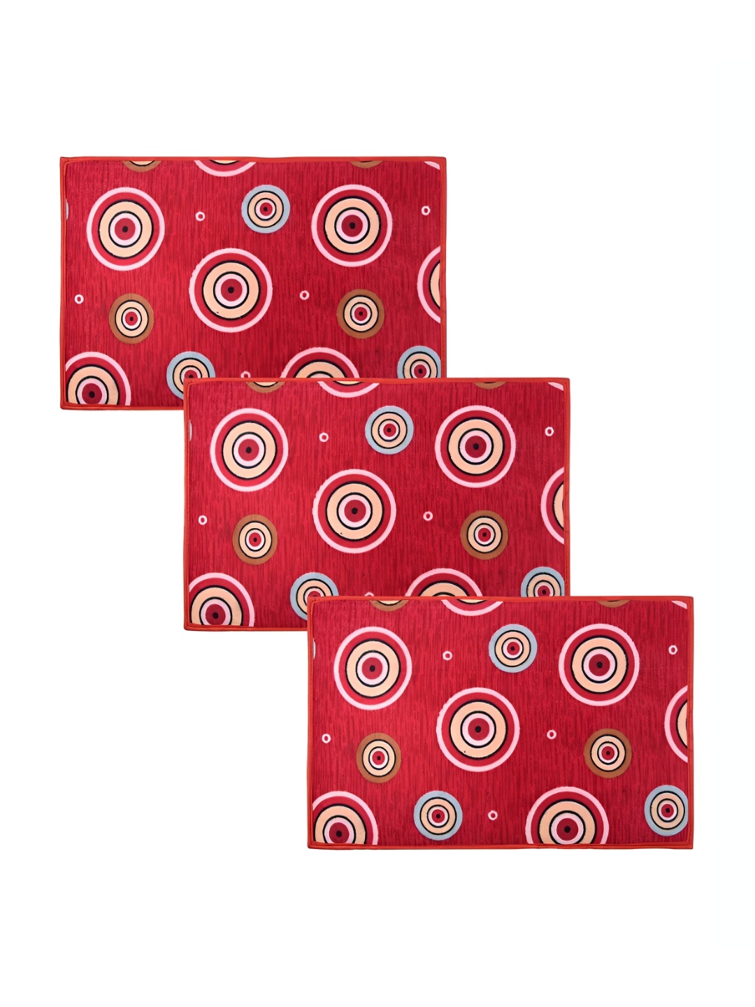 

Kuber Industries Red & Beige 3 Pcs Softness & Comfort Doormat