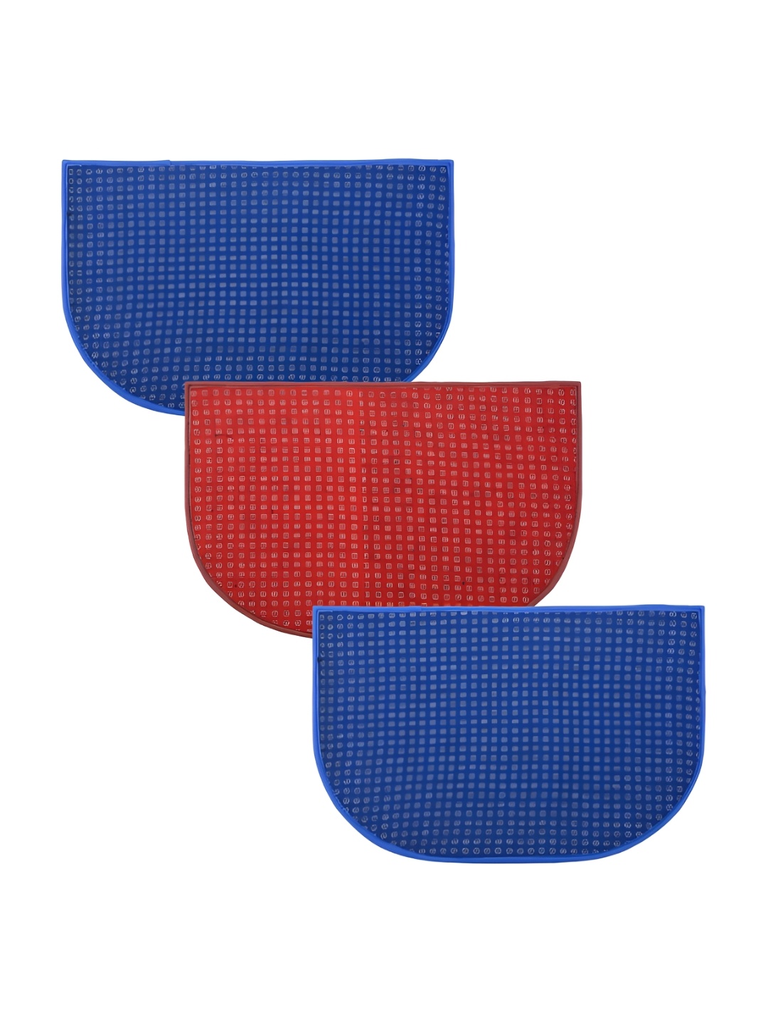 

Kuber Industries Blue & Red 3 Pieces Printed Anti-Skid Doormats