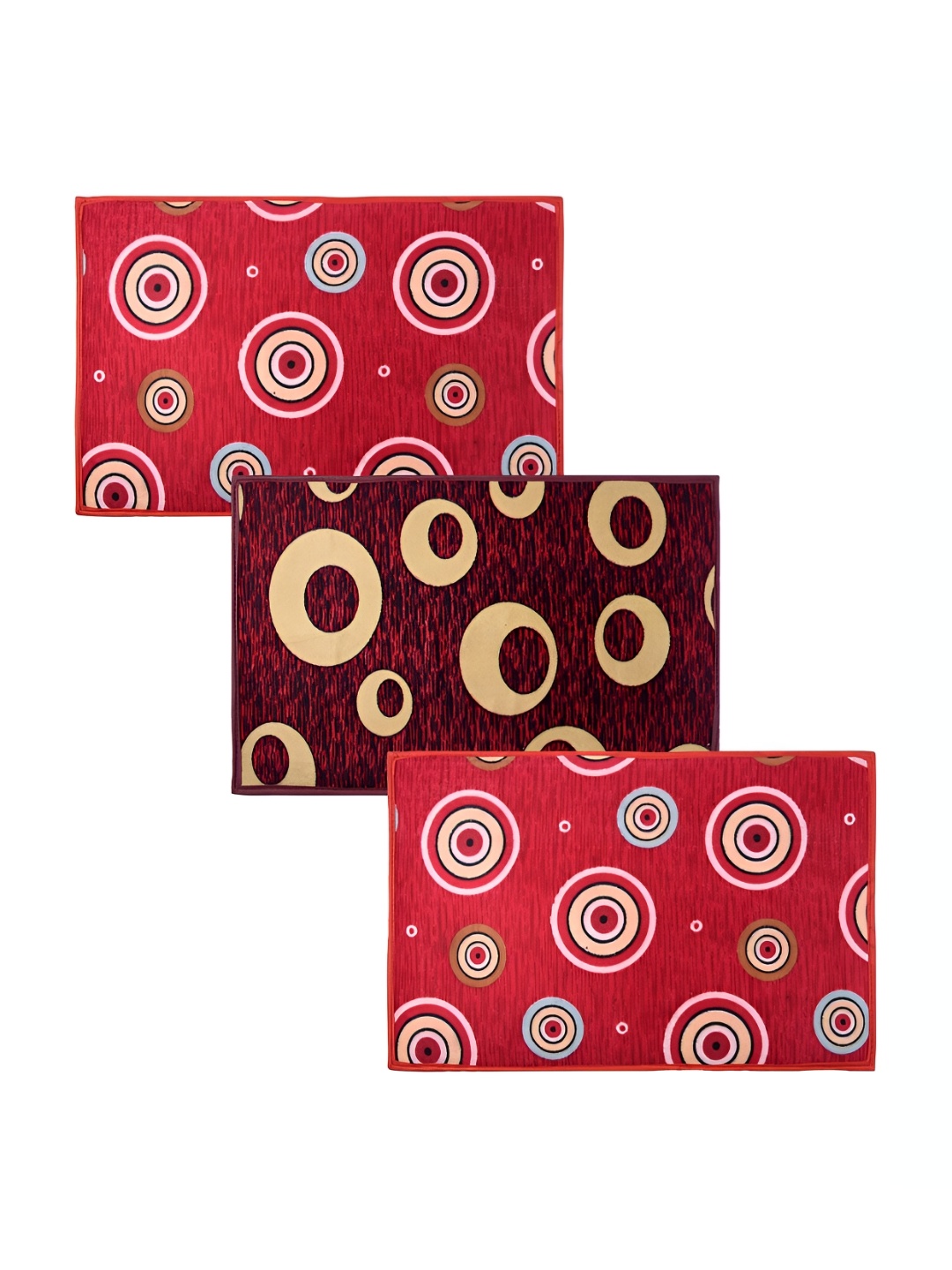 

Kuber Industries Maroon & Red 3 Pieces Anti Skid Doormats