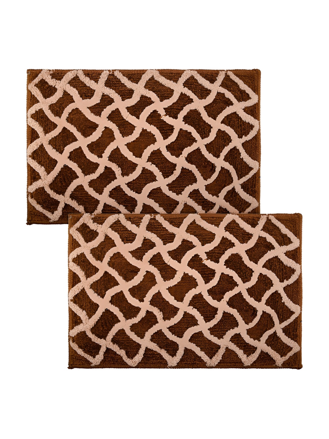 

Kuber Industries Brown & Beige 2 Pcs Zigzag Anti-Skid Doormats