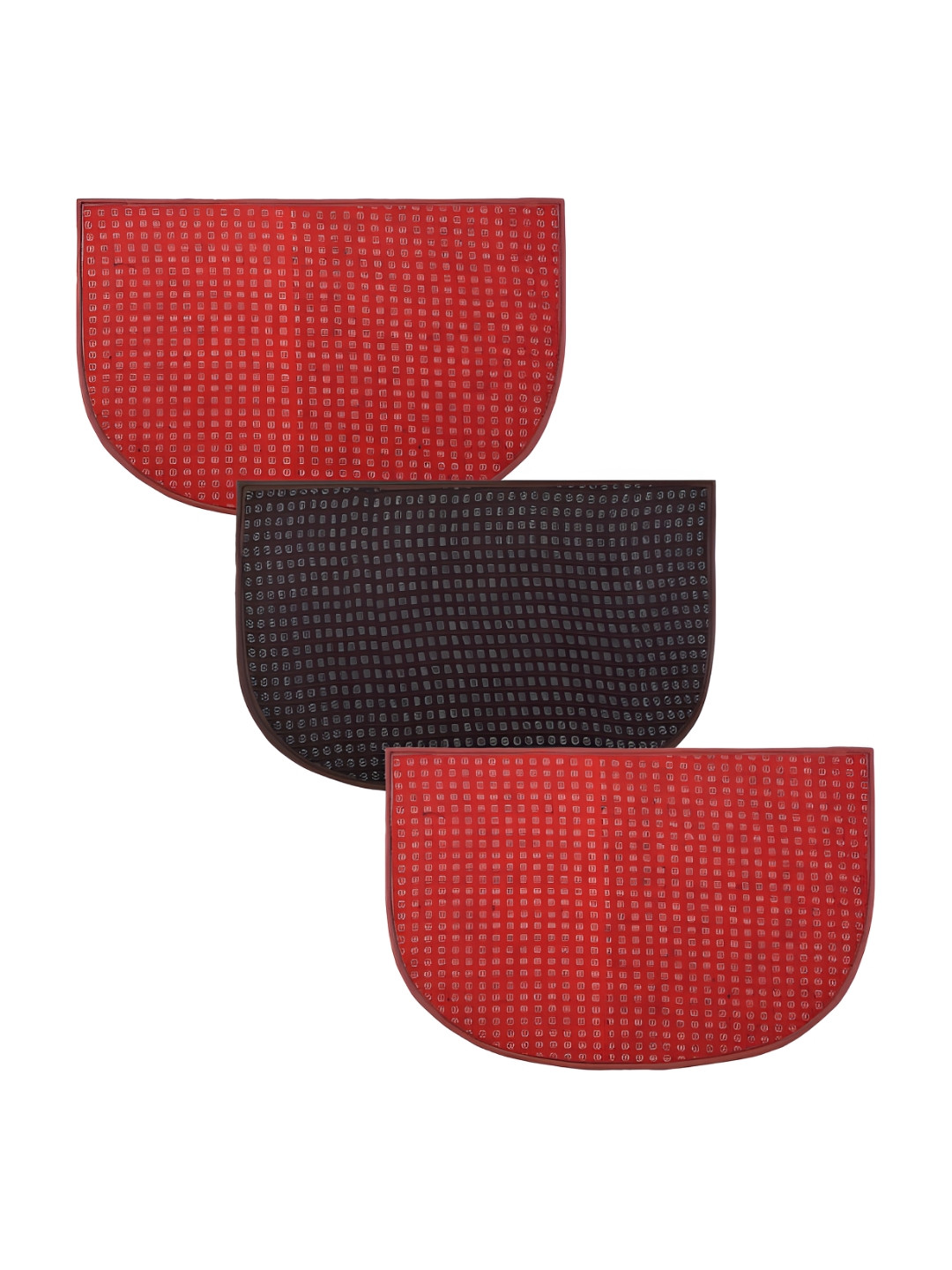 

Kuber Industries 3 Pieces Red & Brown Dotted Anti Skid Woolen Door Mats