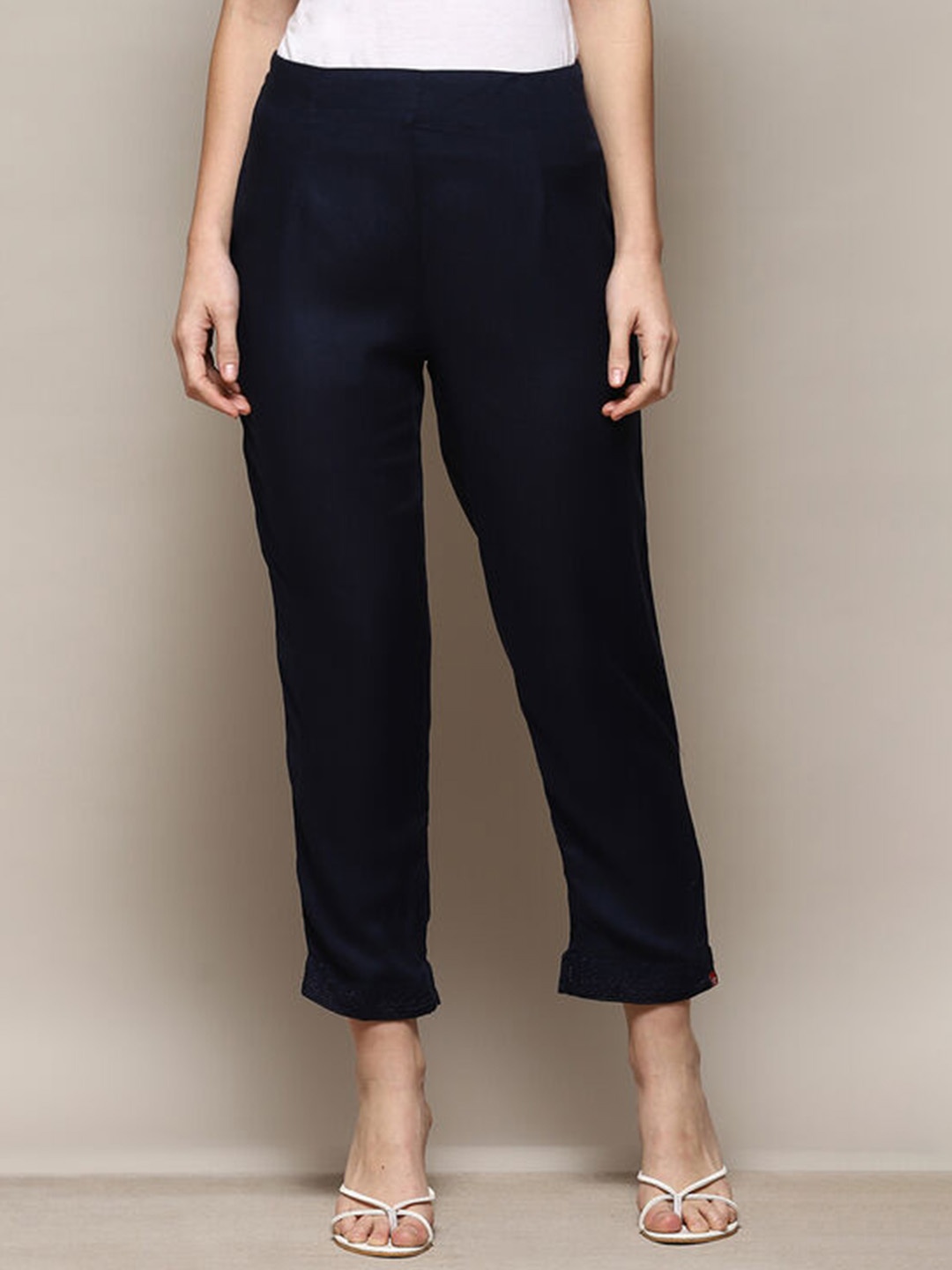 

Biba Women Relaxed Straight Leg Straight Fit Cigarette Trousers, Navy blue