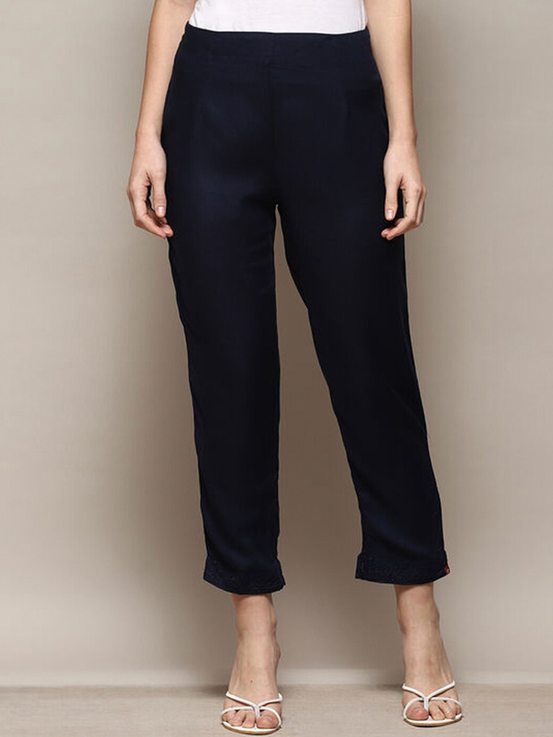 

Biba Women Relaxed Straight Leg Straight Fit Trousers, Navy blue
