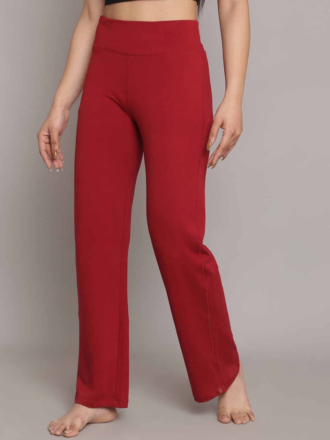 

Biba Women Mid Rise Cotton Flared Tights, Maroon
