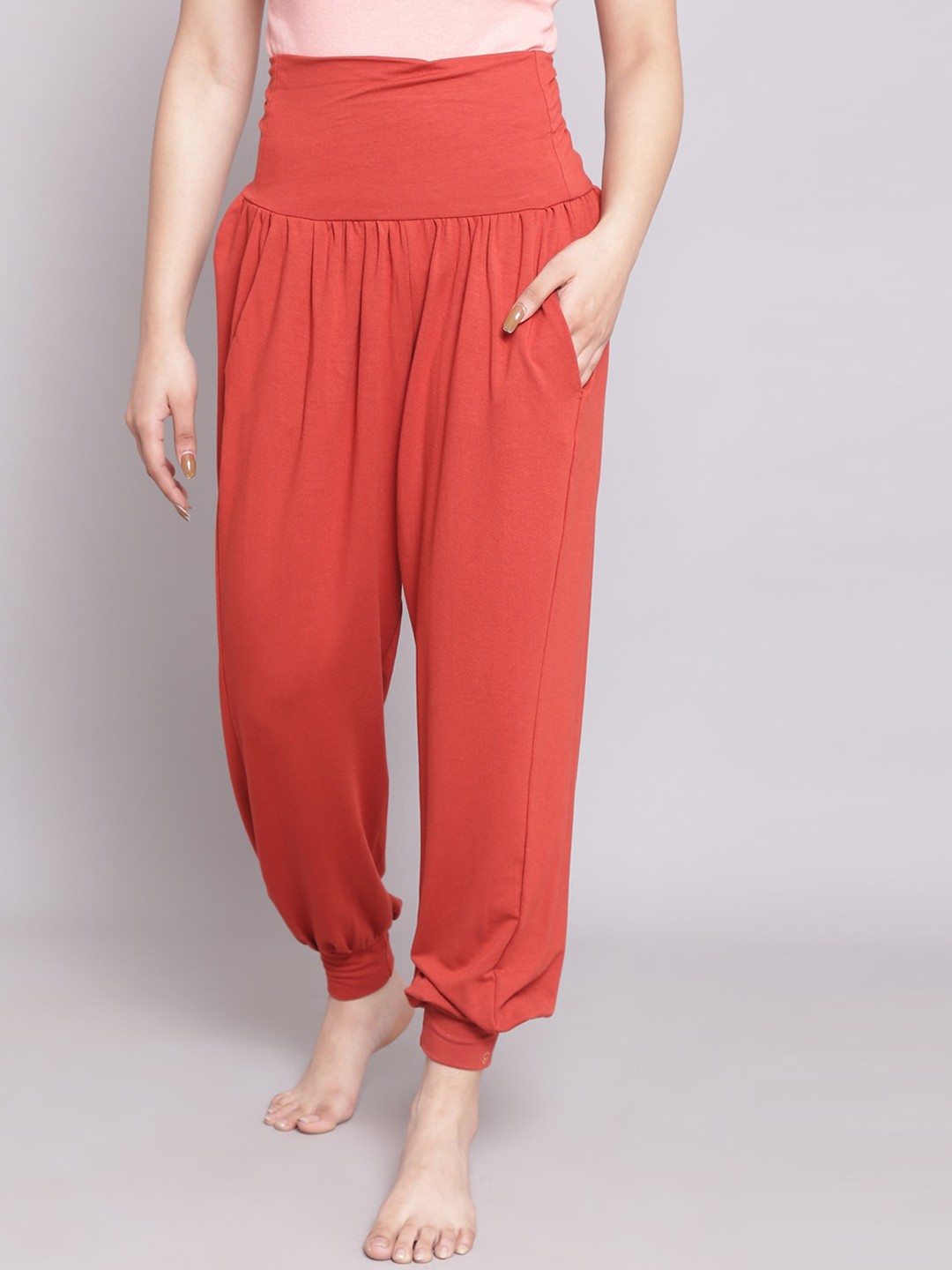 

Biba Women Relaxed Straight Leg High-Rise Trousers, Red