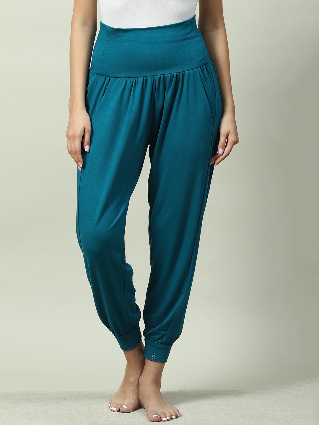 

Biba Women Relaxed Straight Leg Mid-Rise Joggers, Teal