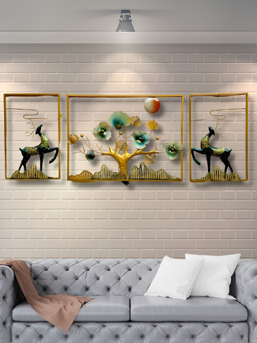 

RSN Blue & Gold Toned 3 Pieces Deer Wall Hangings