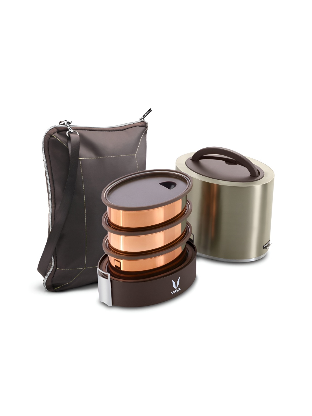 

Vaya Preserve Stainless Steel Vacuum Insulated Lunch Box with Bagmat- 1000 ml, Tan