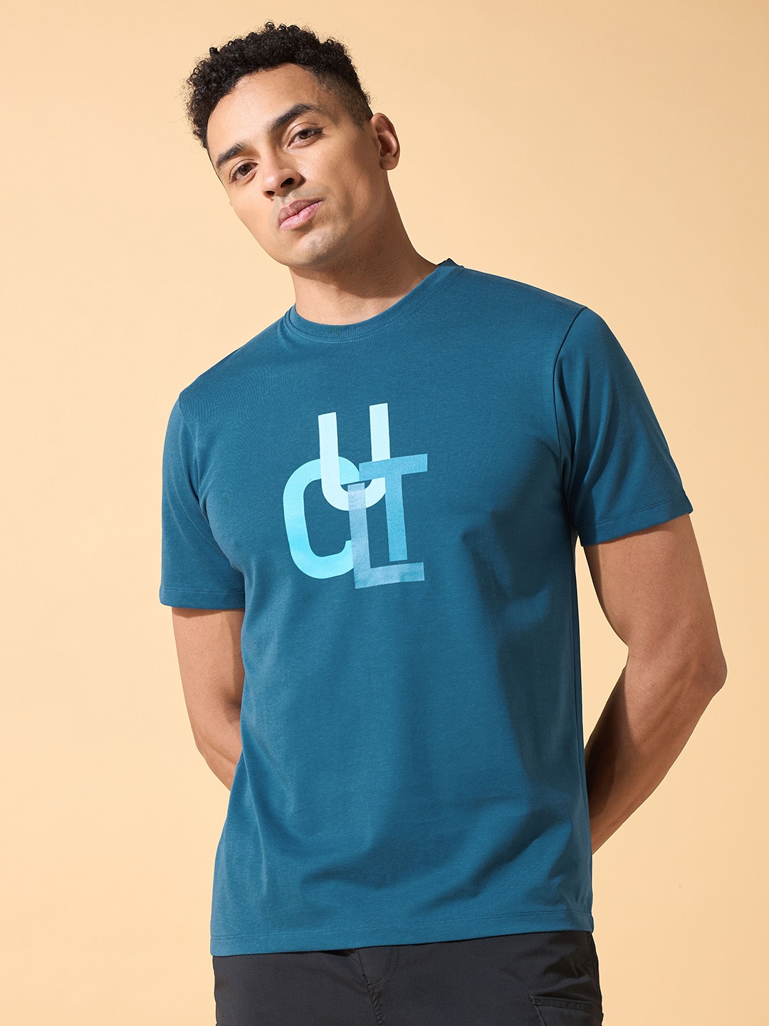

CULT Cult Brand Carrier Print T-shirt, Teal