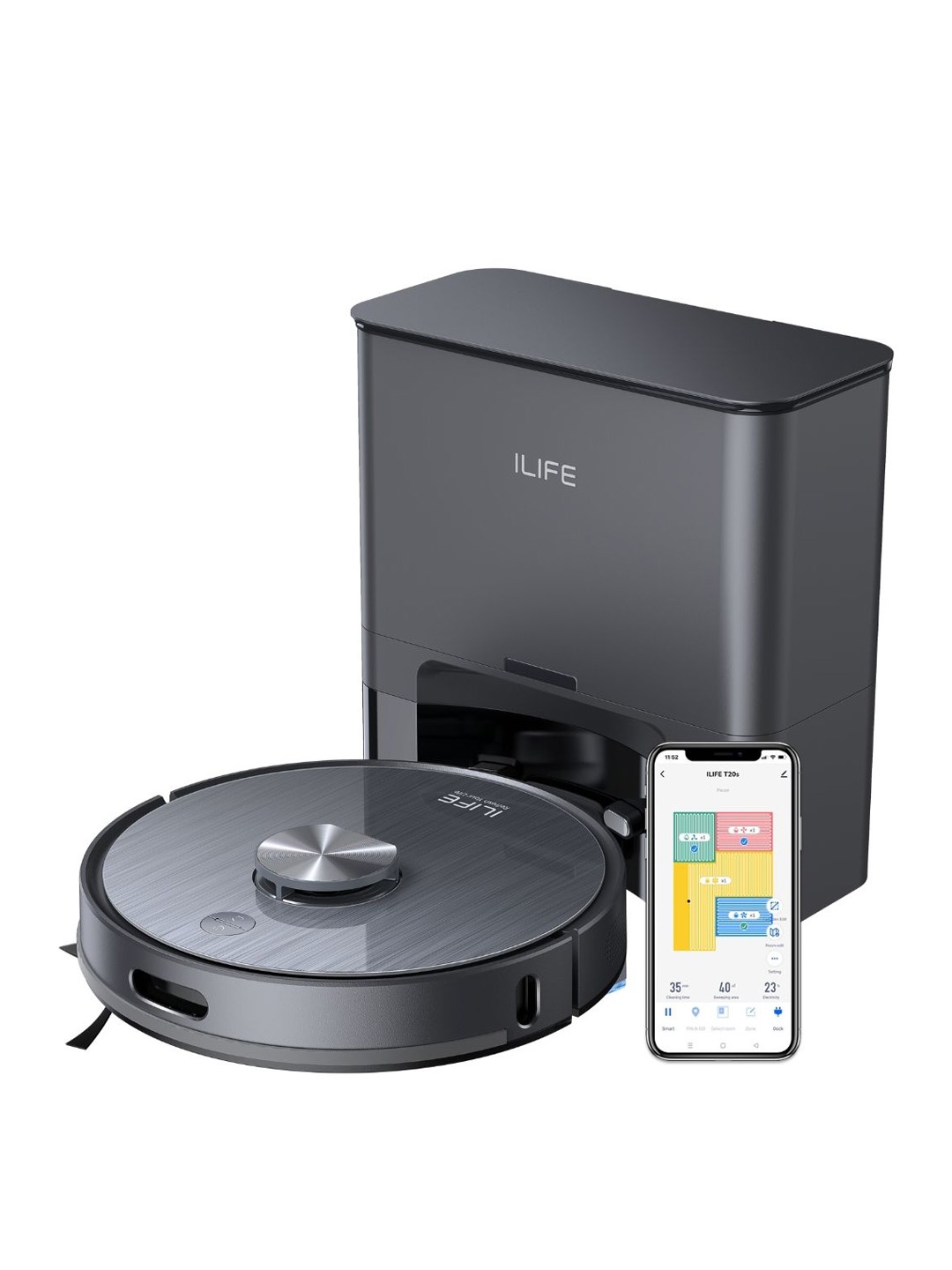 

ILIFE Grey T20s Self-emptying Robotic Vacuum Cleaner