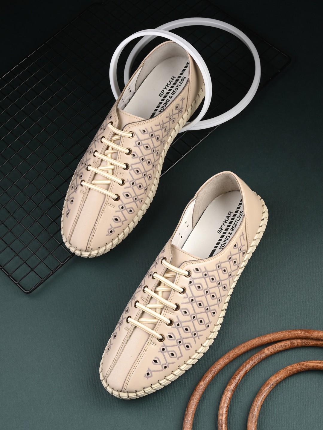 

SPYKAR Printed Laser Cut Espadrilles, Beige