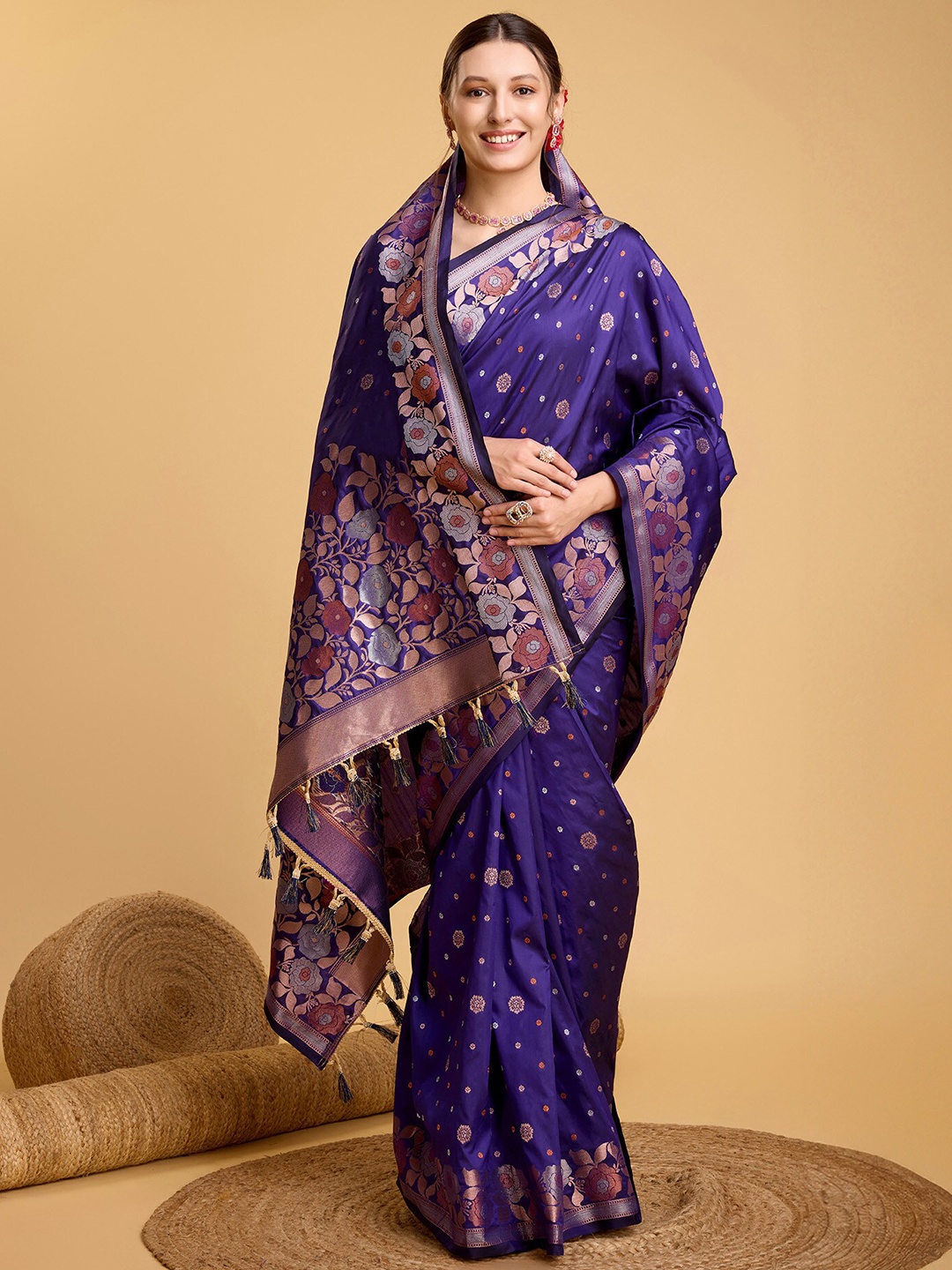 

Mitera Woven Design Zari Banarasi Saree, Blue