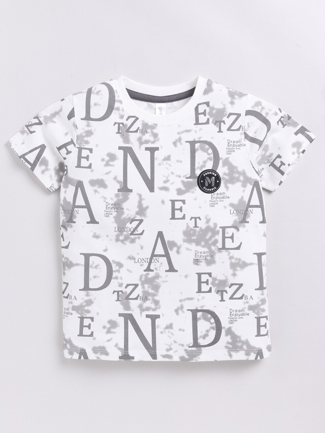 

Ginie Boys Typography Printed Pure Cotton T-shirt, Off white