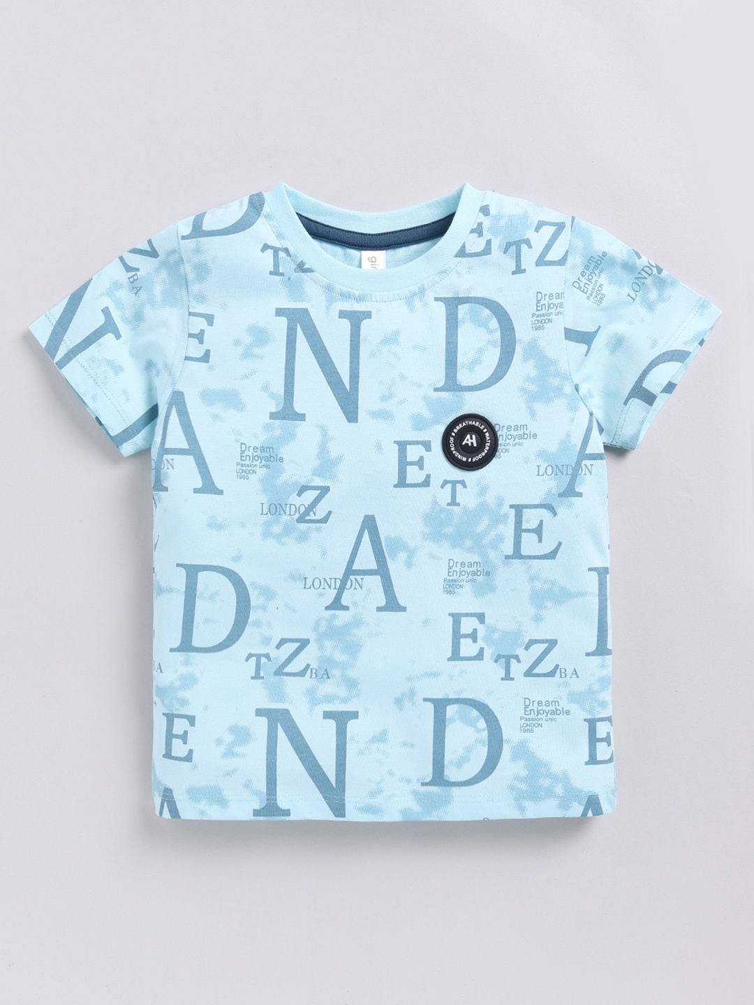 

Ginie Boys Typography Printed Round Neck Cotton T-shirt, Blue