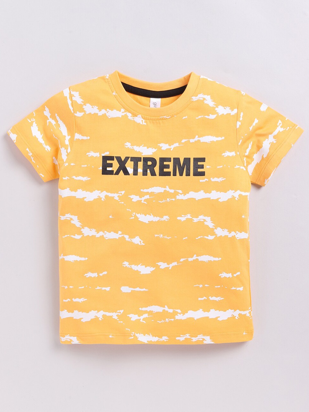 

Ginie Boys Typography Printed Round Neck Cotton T-shirt, Yellow