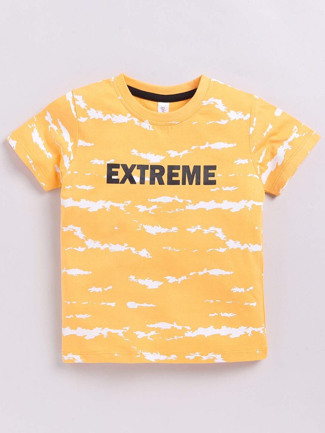 

Ginie Boys Typography Printed Round Neck Cotton T-shirt, Yellow