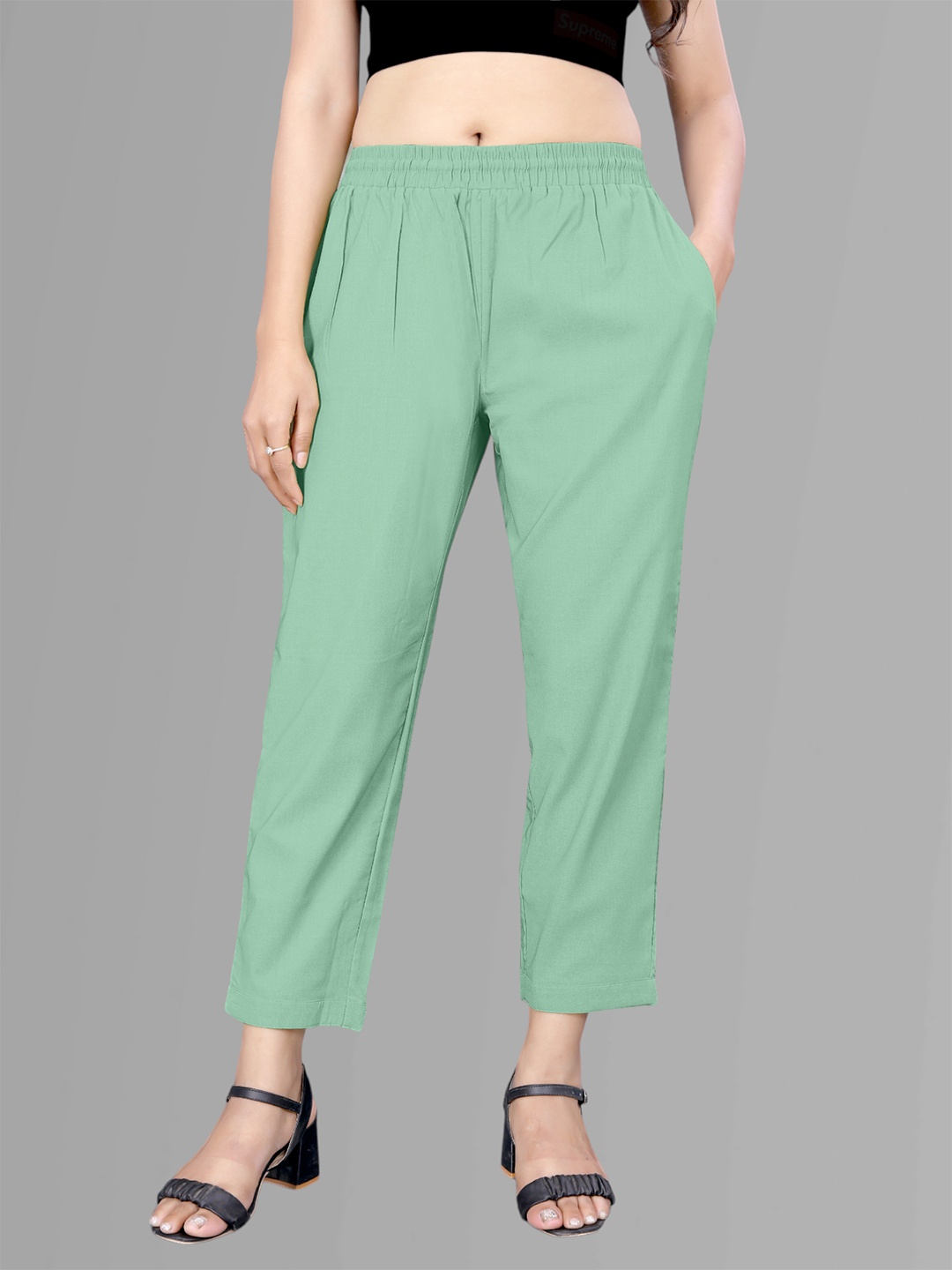 

FITHUB Women High-Rise Parallel Trousers, Green