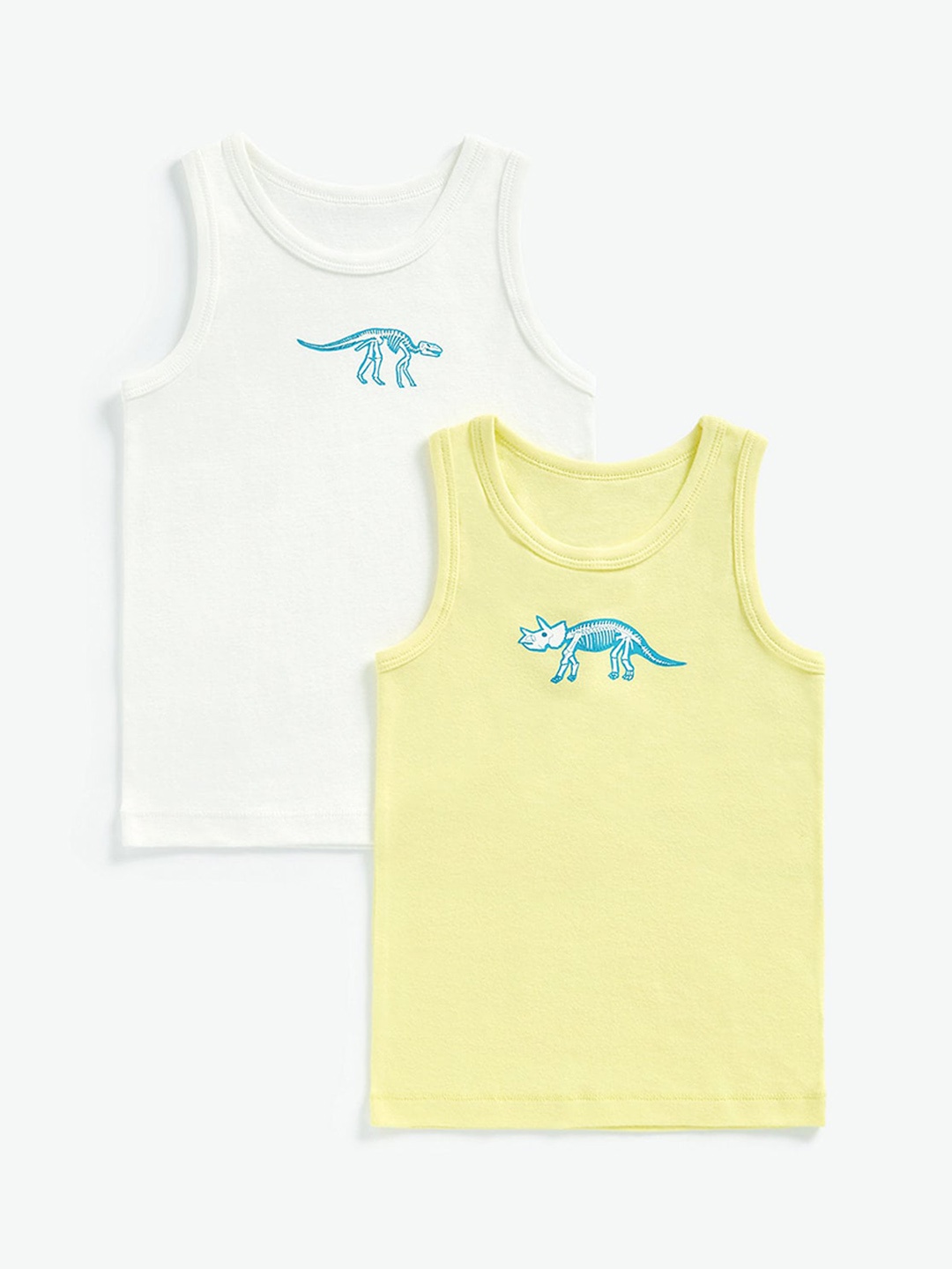 

mothercare Boys Pack Of 2 Printed Innerwear Vests 410261702002, White