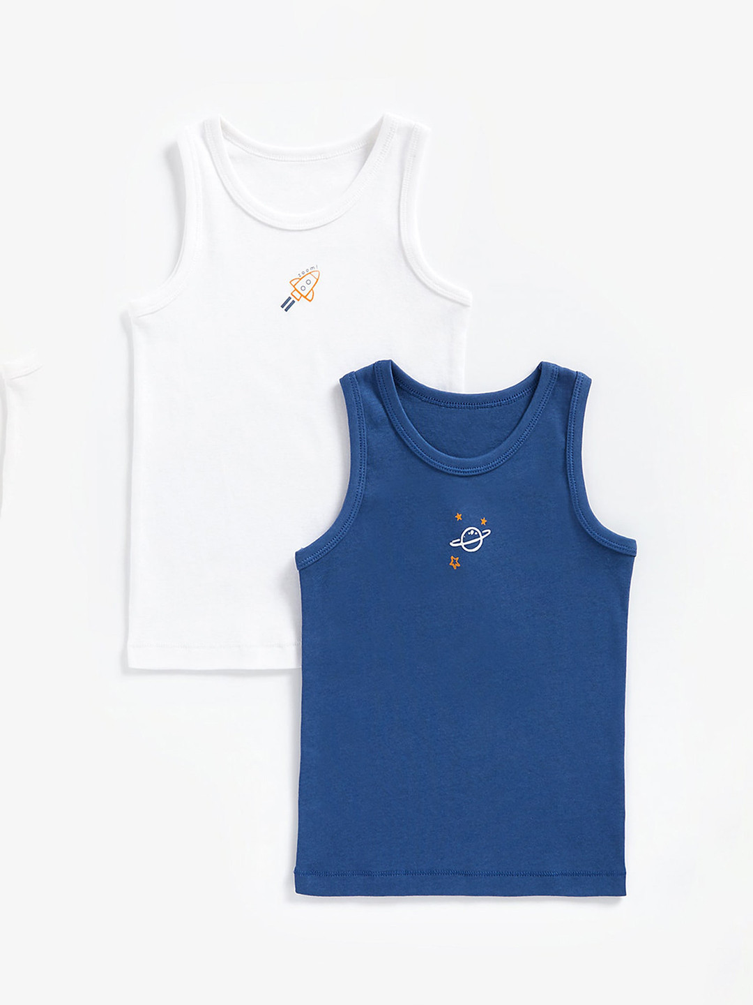 

mothercare Boys Pack Of 2 Pure Cotton Innerwear Vests 410258965001, White