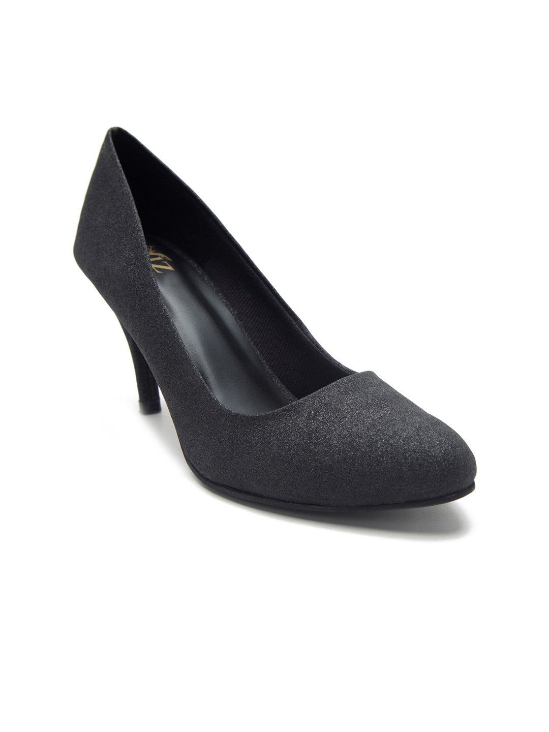 

STYLZINDIA Round Toe Stiletto Heeled Pumps, Black