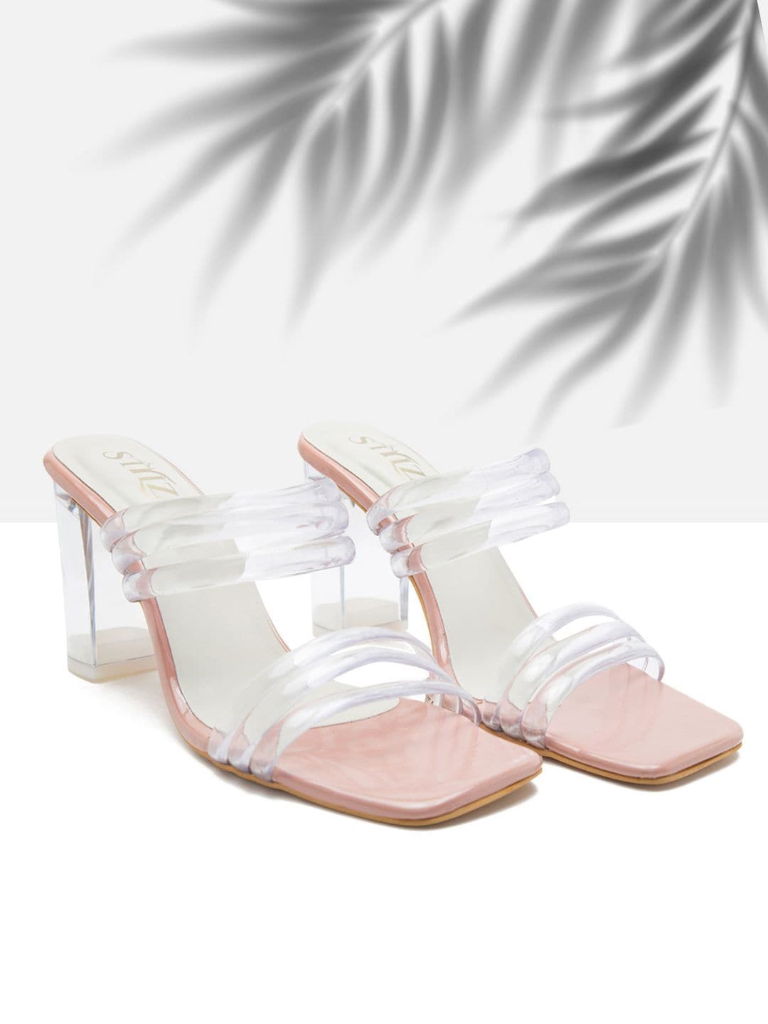 

STYLZINDIA Open Toe Block Heels, Transparent