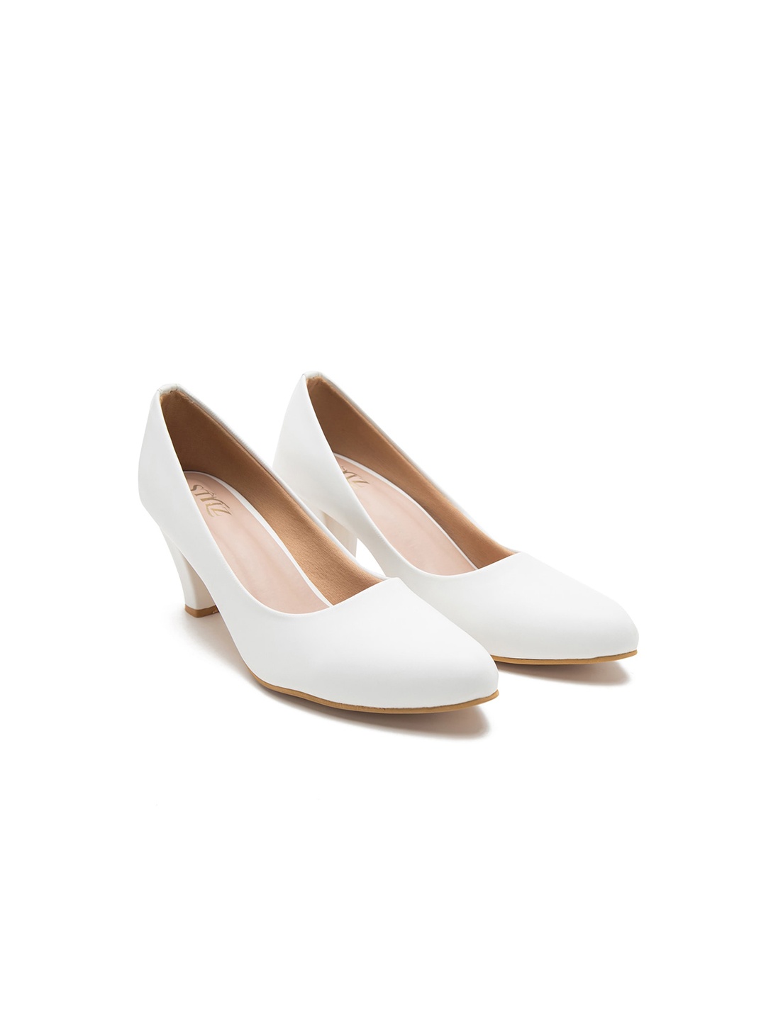 

STYLZINDIA Block Heeled Pumps, White