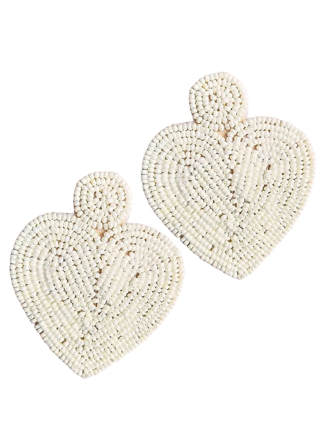 

DressBerry Beaded Heart Shaped Drop Earrings, White