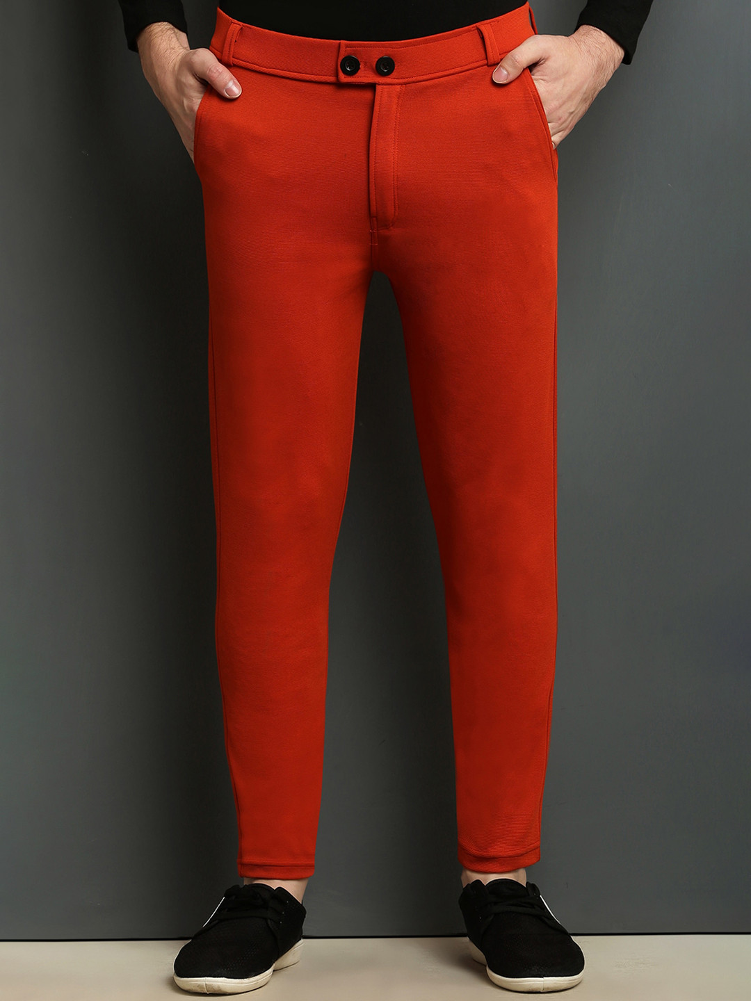 

WE PERFECT Men Relaxed Slim Fit Chinos Trousers, Orange