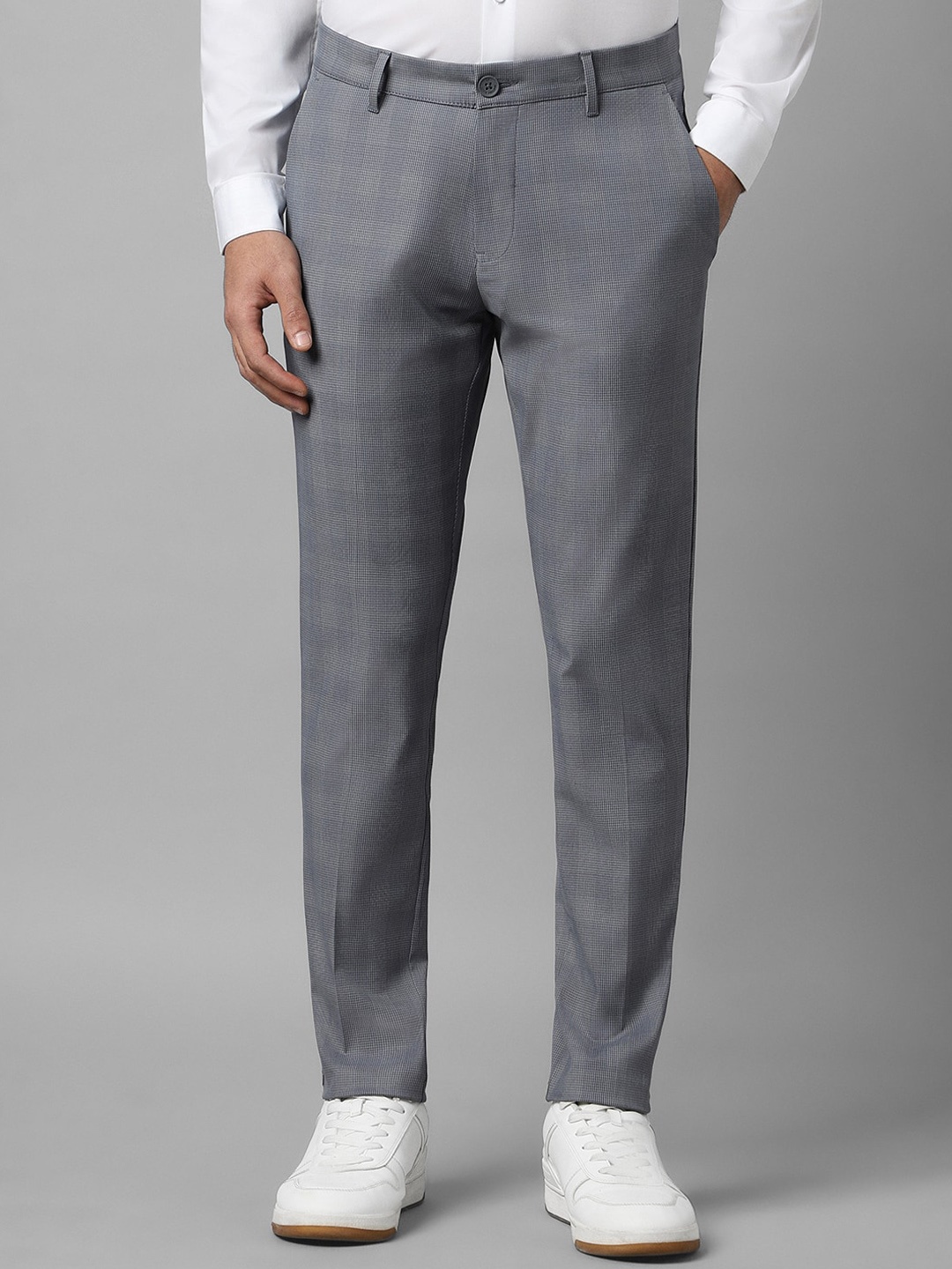 

Louis Philippe Sport Men Slim Fit Checked Trousers, Grey