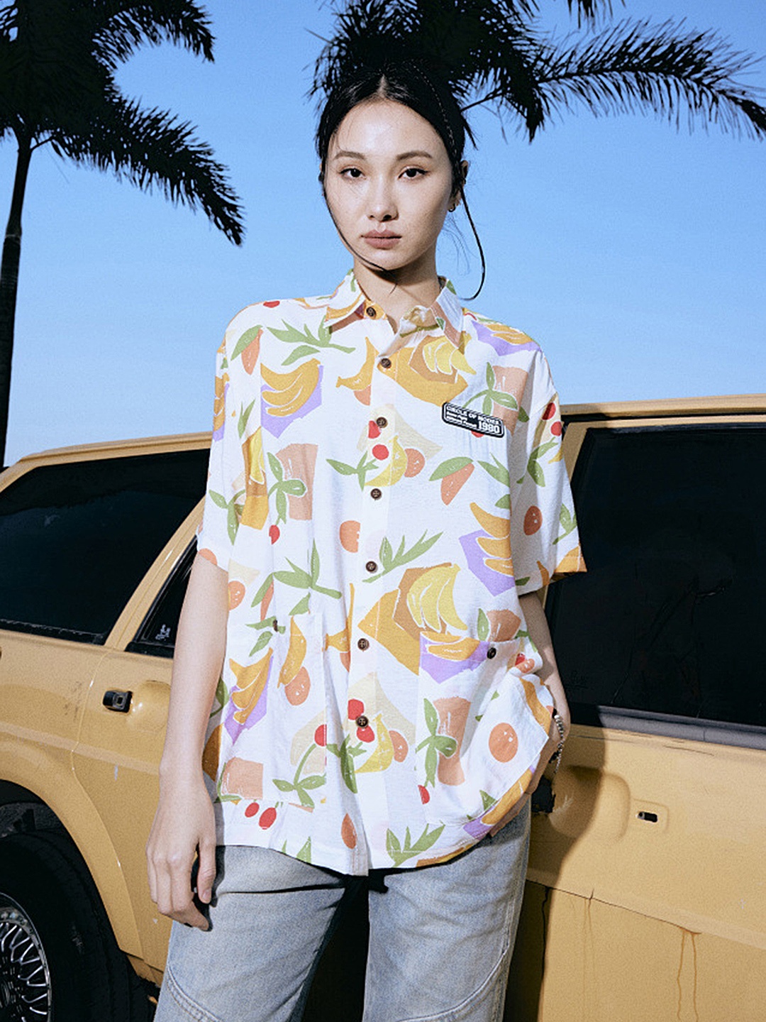 

LULU & SKY Printed Shirt Style Top, White