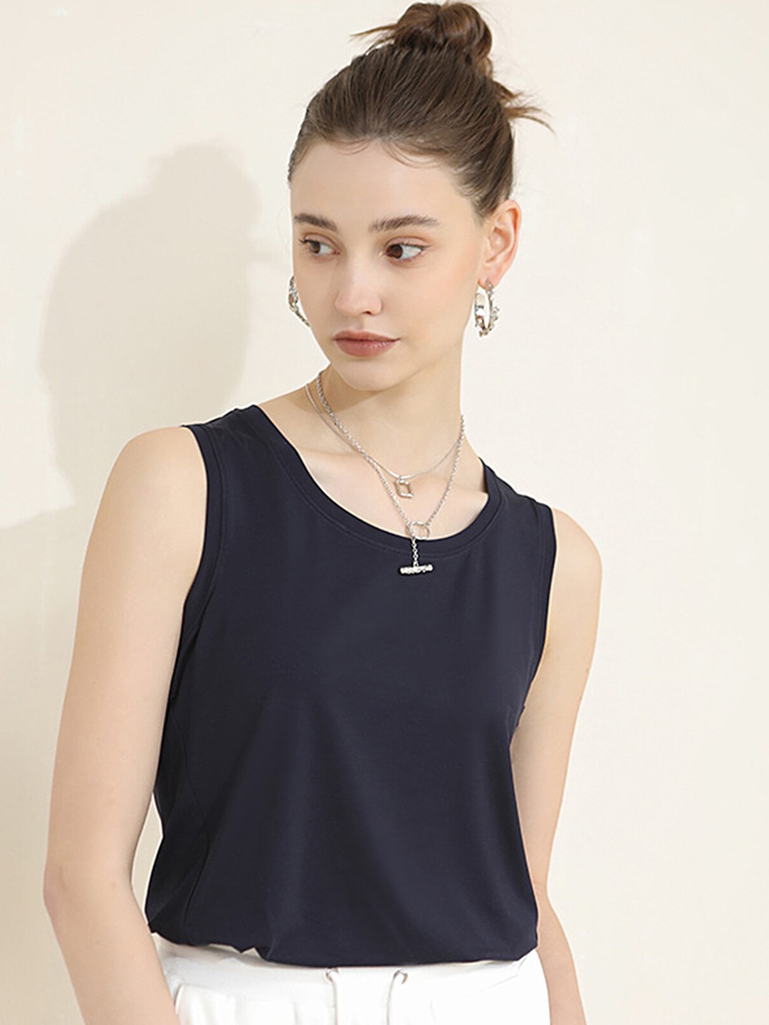 

LULU & SKY Round Neck Tank Top, Navy blue