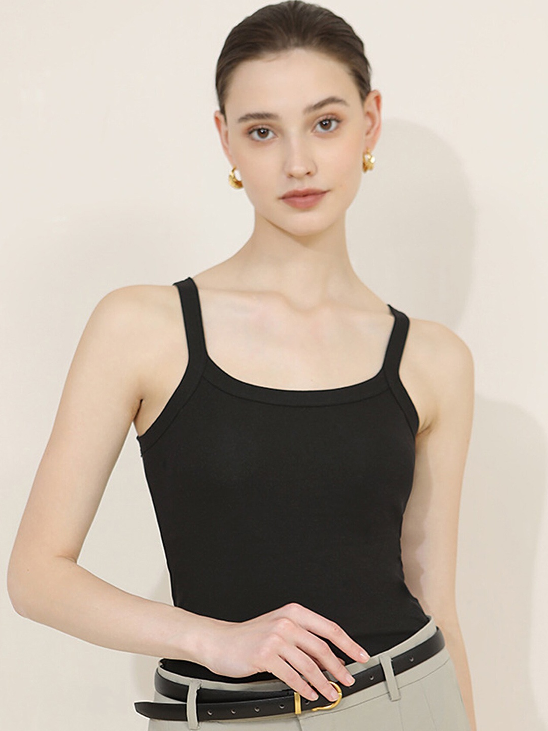

LULU & SKY Sleeveless Slim Fit Tank Cotton Top, Black