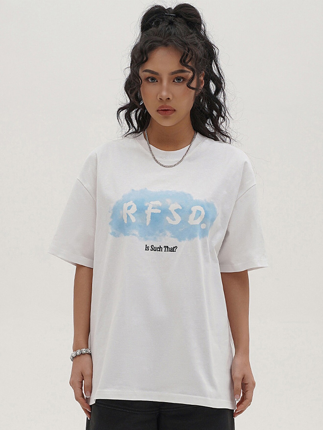 

LULU & SKY Typography Printed Cotton Top, White