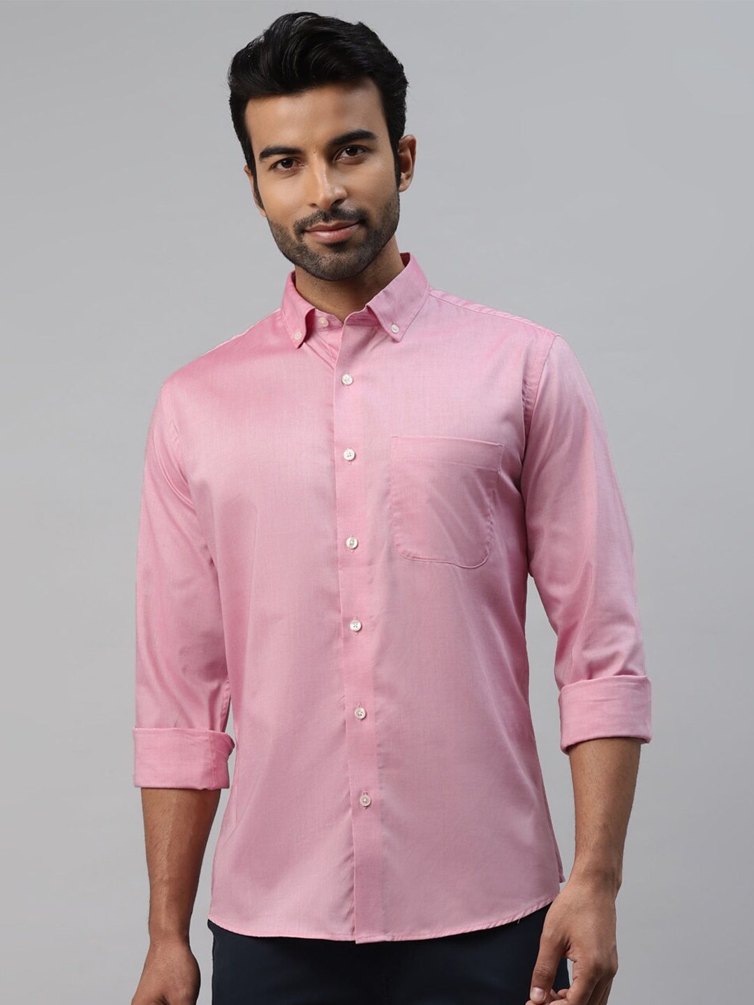 

DON VINO Comfort Button Down Collar Cotton Casual Shirt, Pink