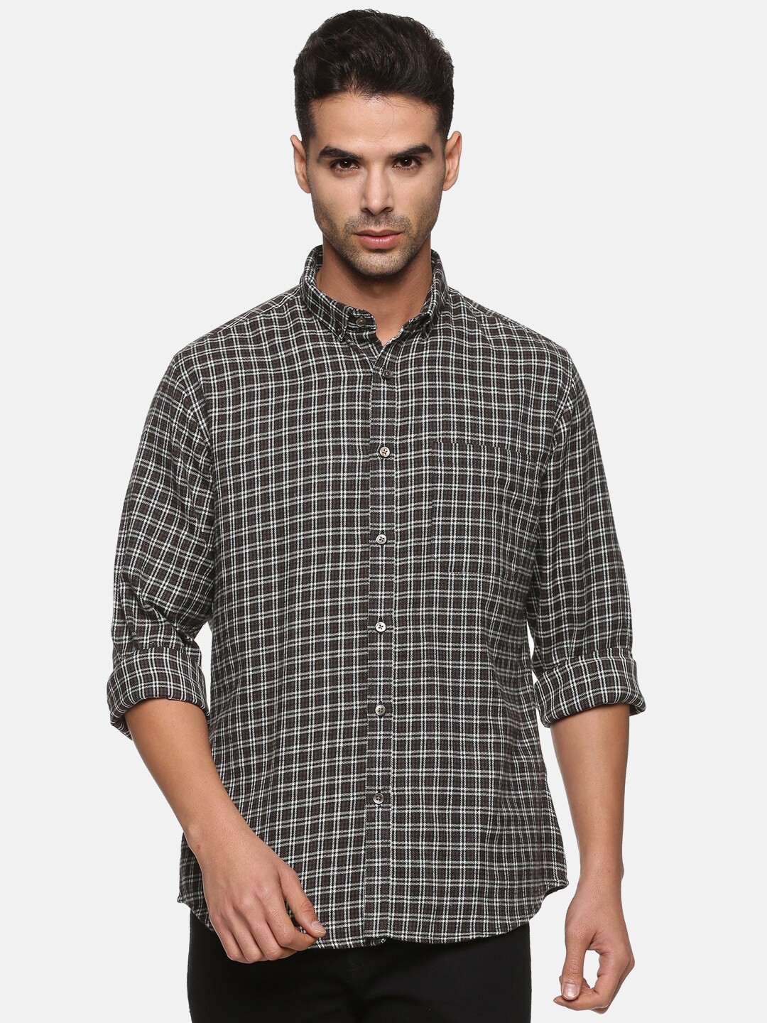

DON VINO Comfort Tartan Checked Cotton Casual Shirt, Olive