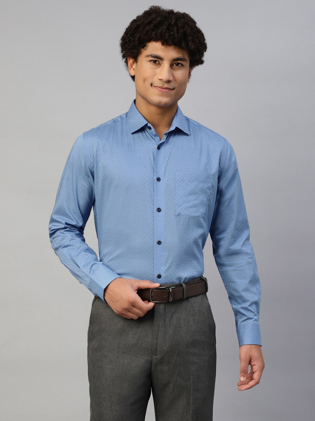 

DON VINO Comfort Textured Cotton Formal Shirt, Blue