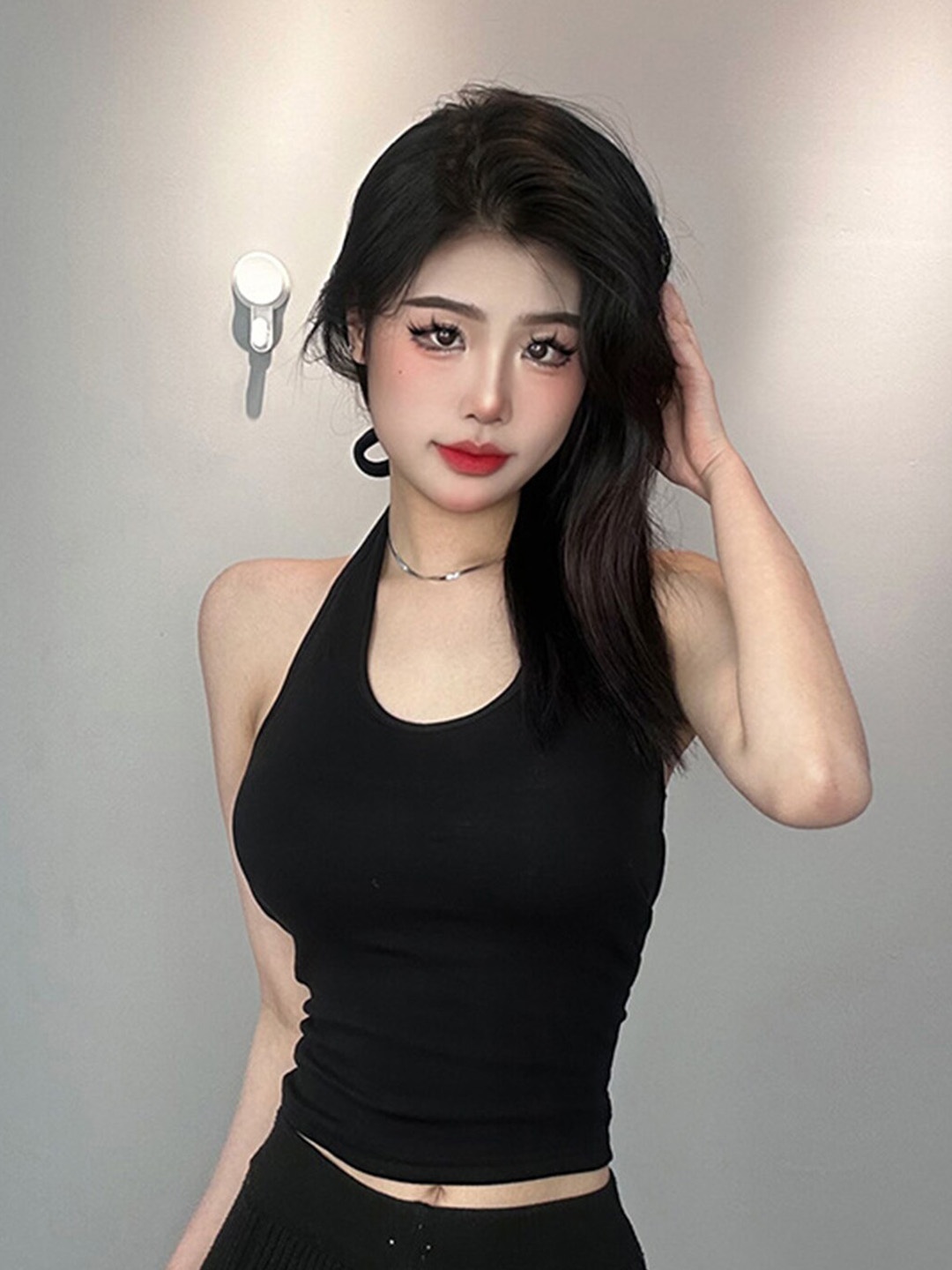 

LULU & SKY Halter Neck Crop Top, Black