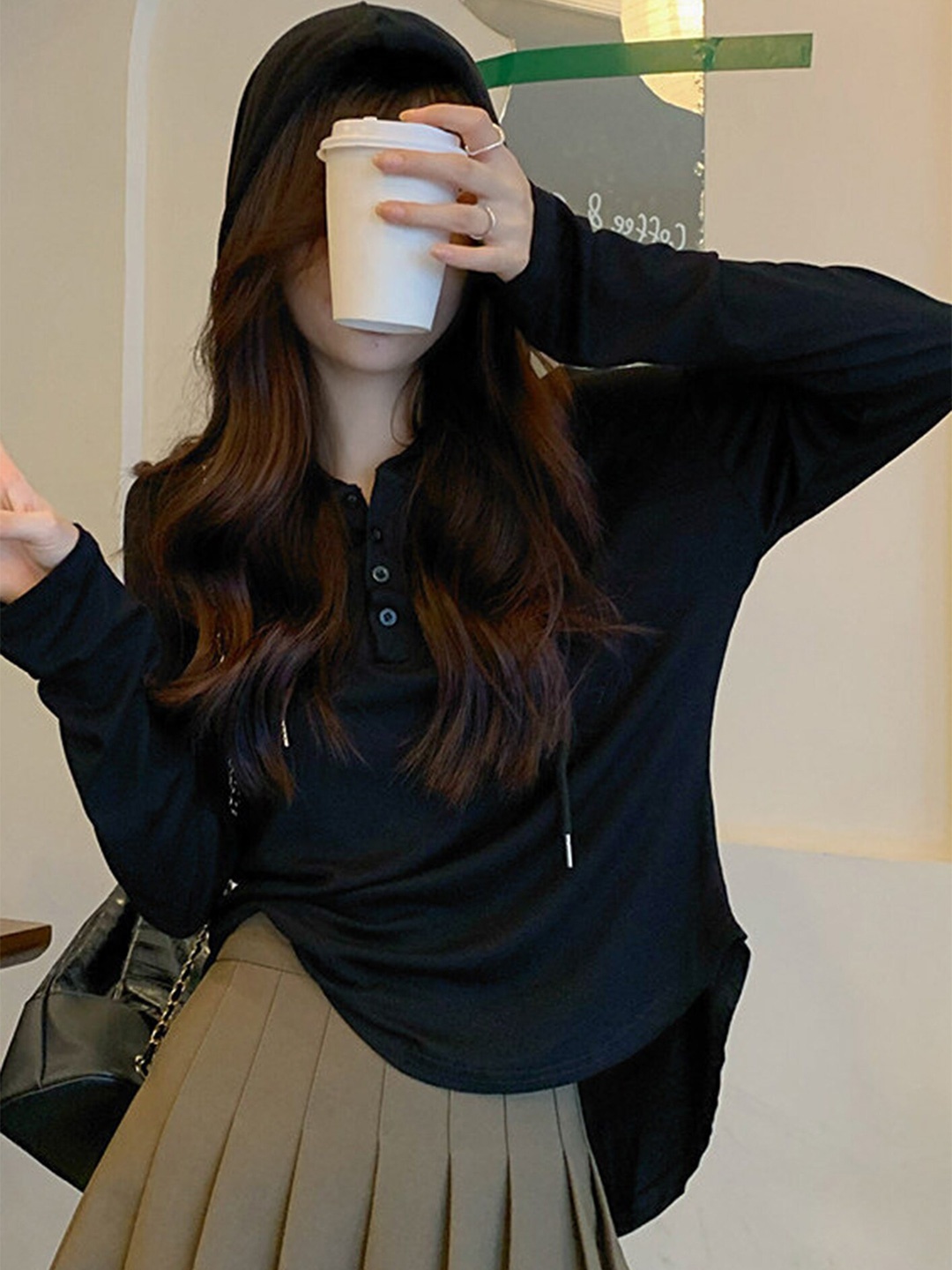 

LULU & SKY Hooded Oversized T-Shirt, Black