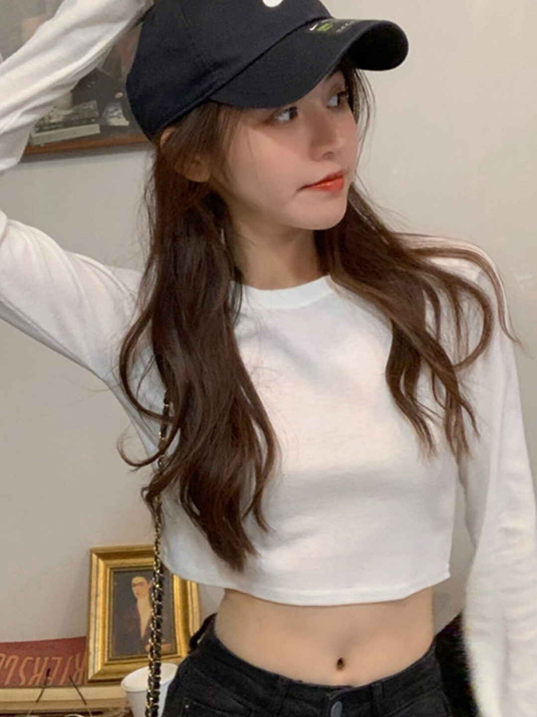 

LULU & SKY Round Neck Boxy Crop Top, White