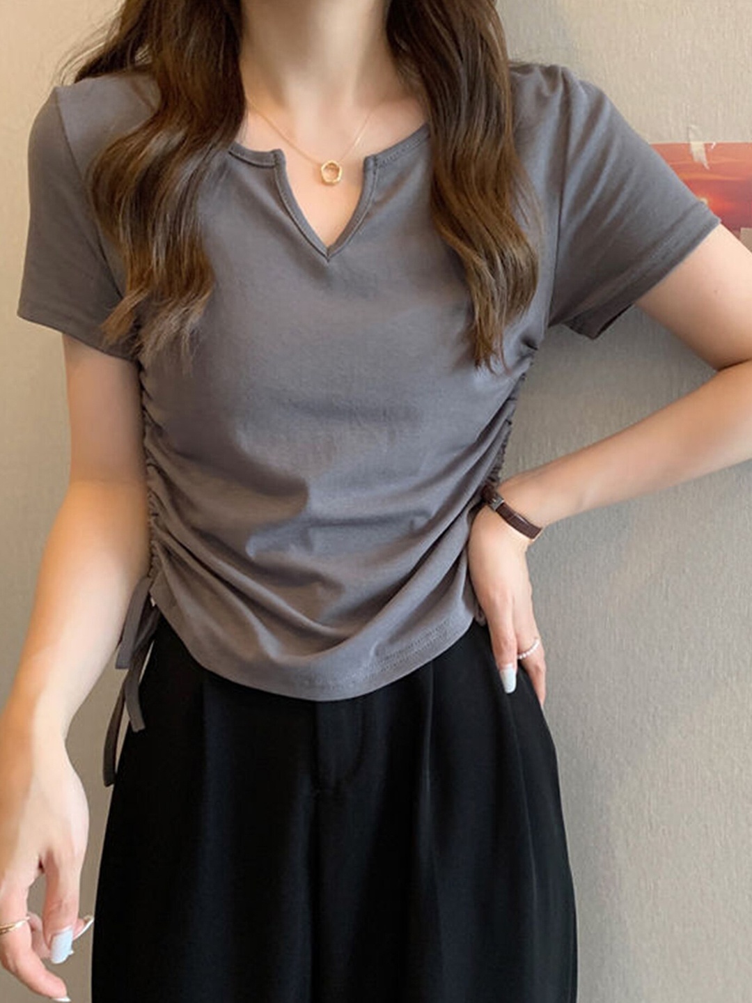

LULU & SKY Round Neck Top, Grey