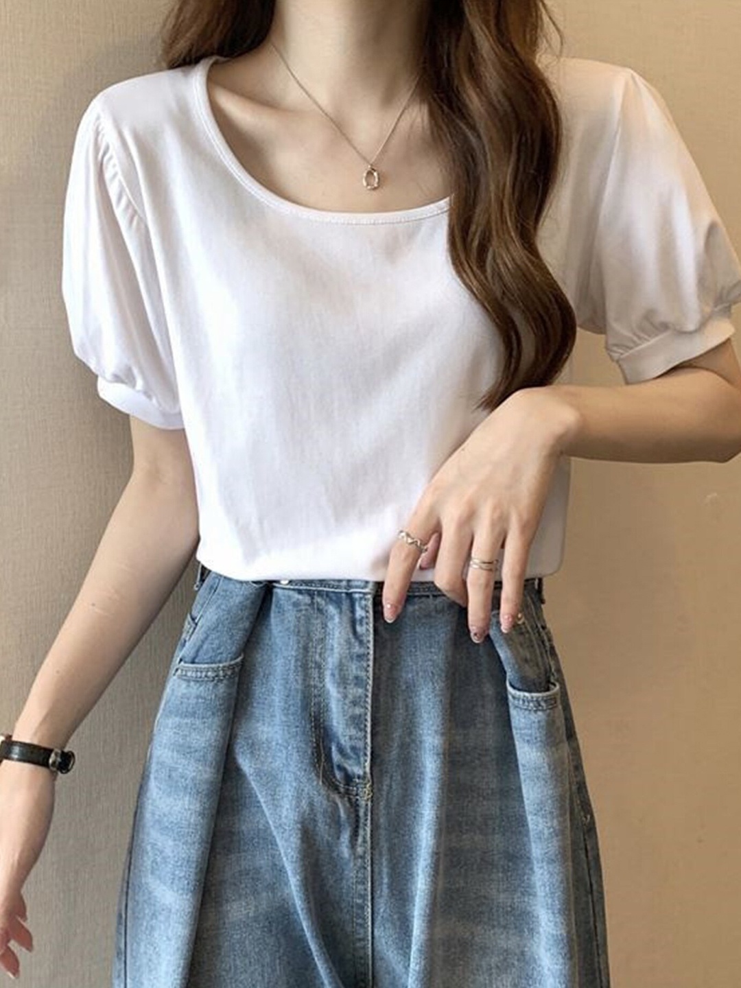 

LULU & SKY Puff Sleeve Top, White