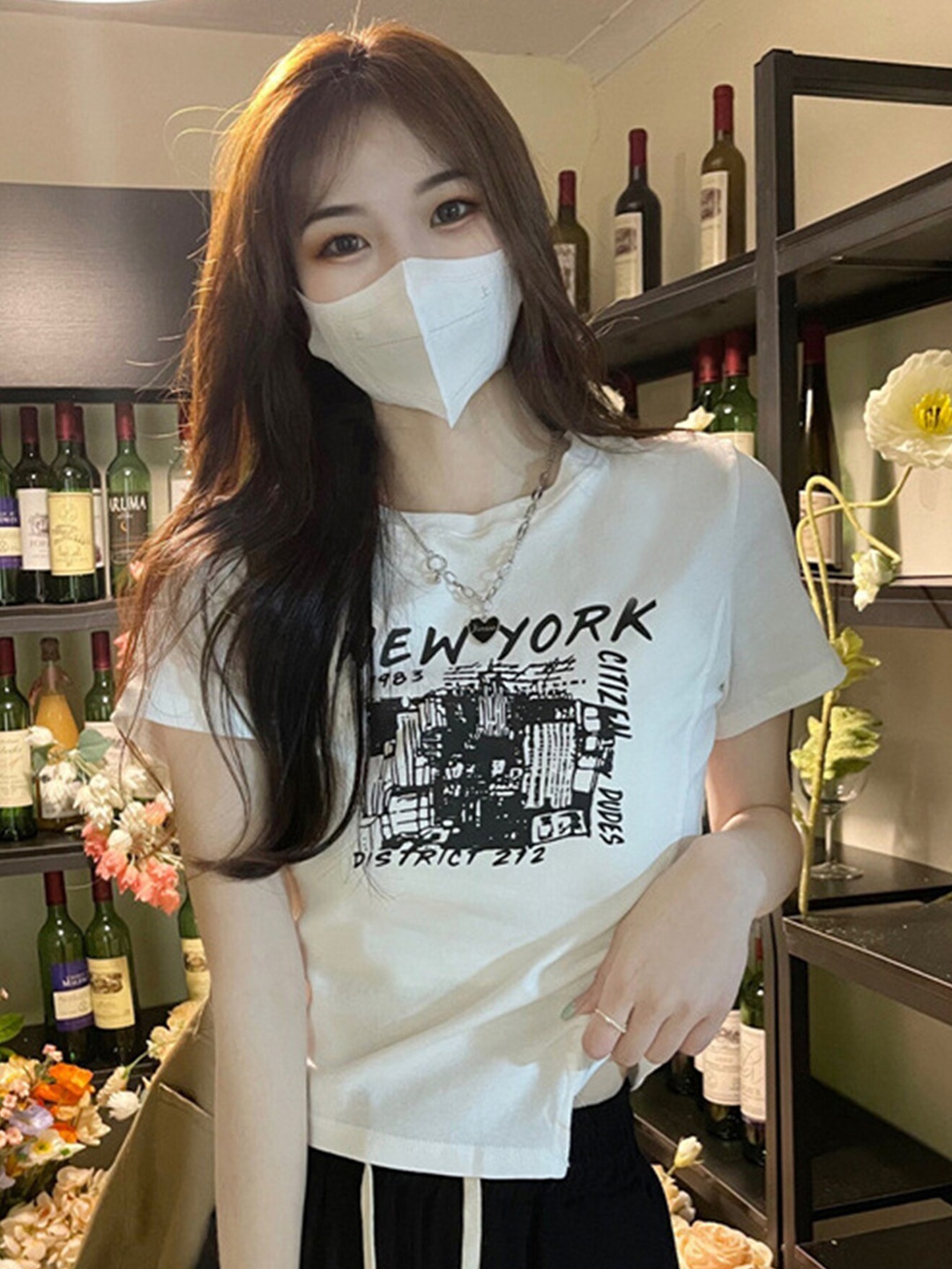 

LULU & SKY Graphic Printed Crop T-Shirt, White