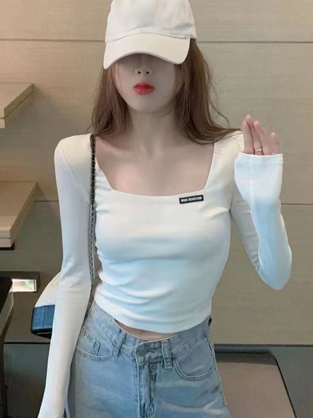 

LULU & SKY Square Neck Fitted Crop Top, White
