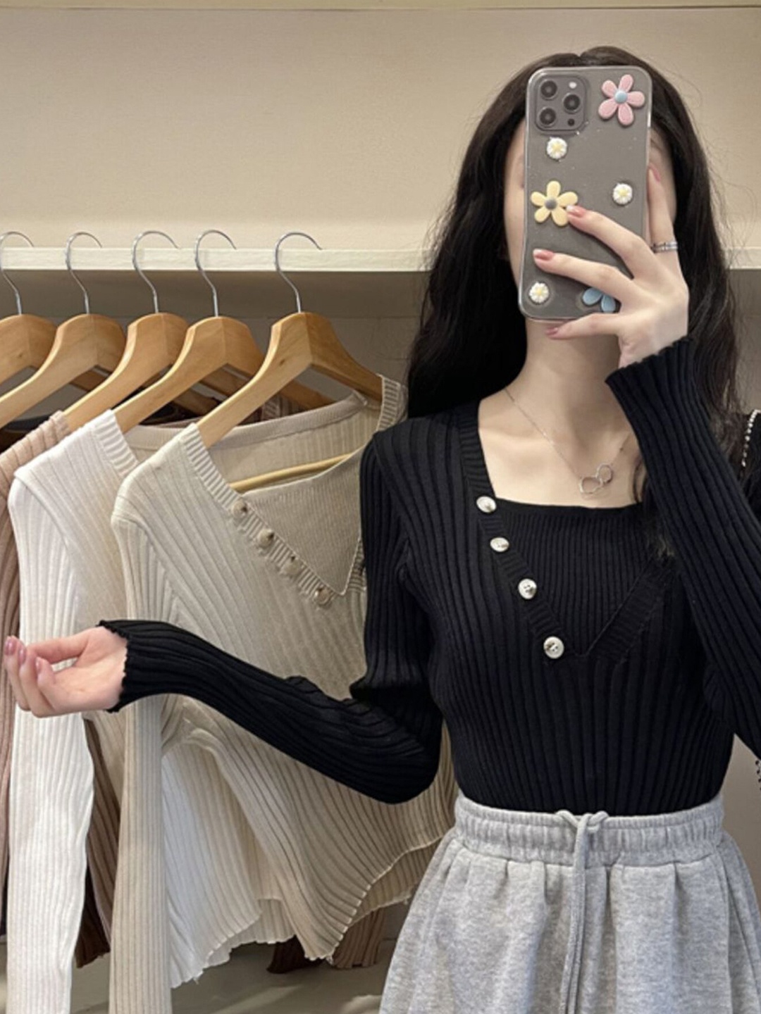 

LULU & SKY Striped Long Sleeves Top, Black
