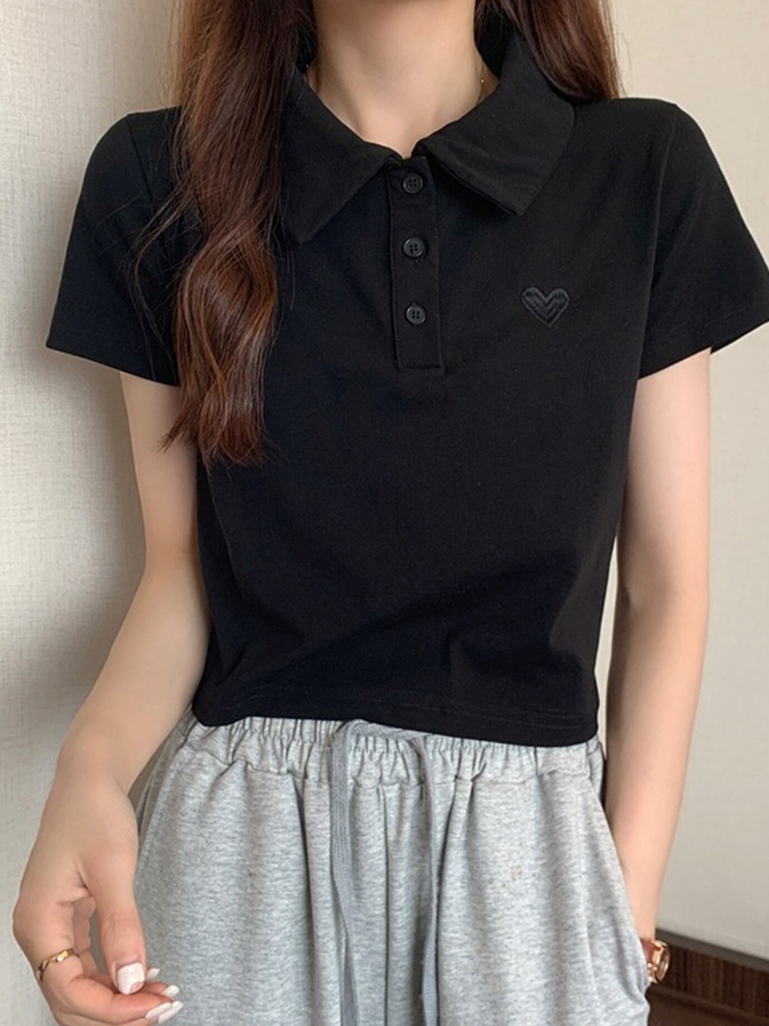 

LULU & SKY Polo Collar Short Sleeves Tshirt, Black