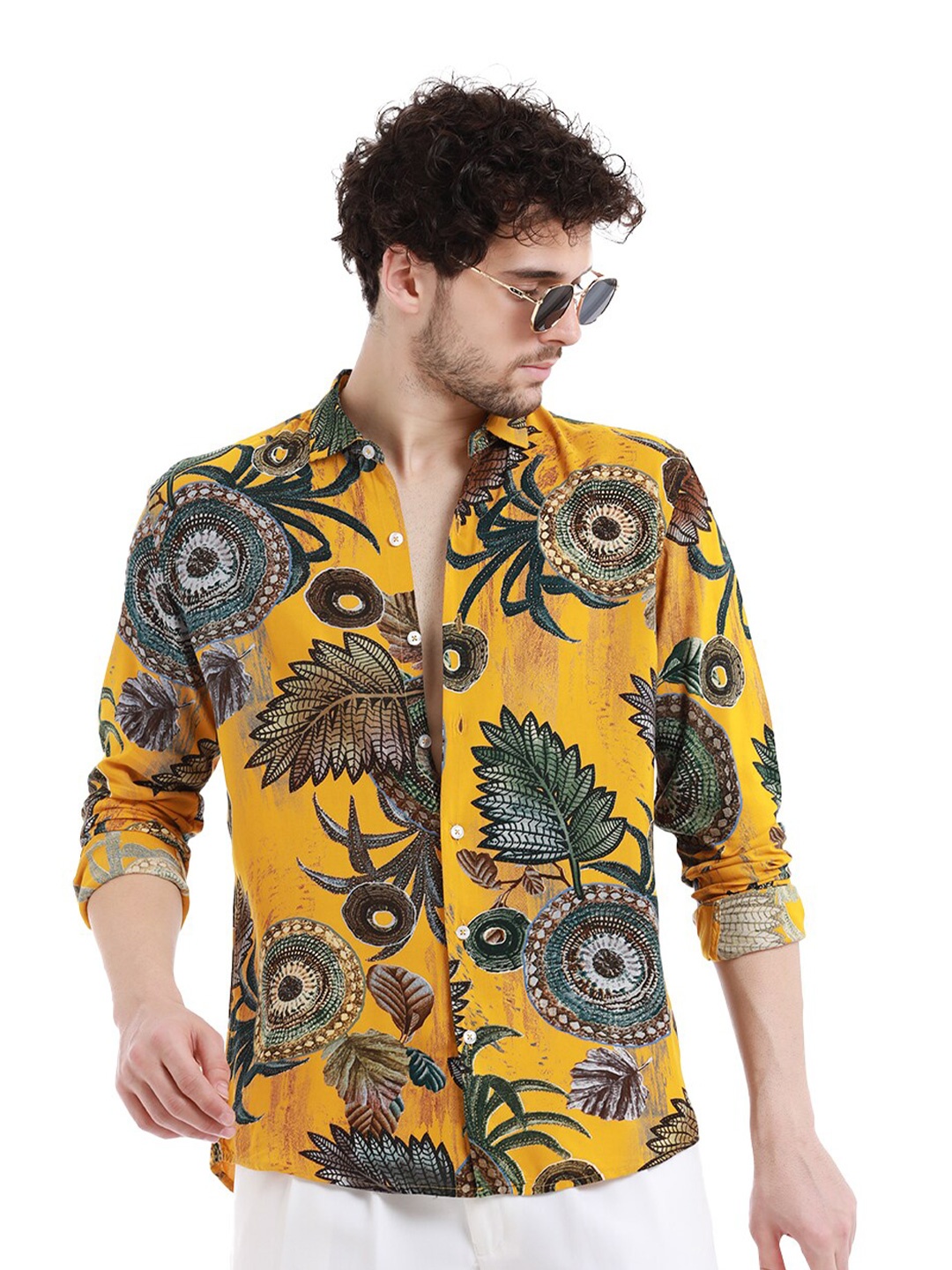 

Banana Club Floral Printed Long Sleeves Casual Shirt, Mustard