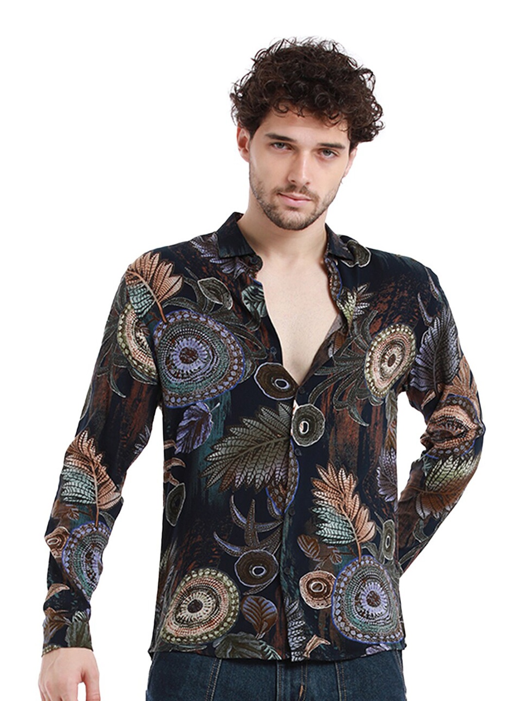 

Banana Club Geometric Printed Long Sleeves Casual Shirt, Black