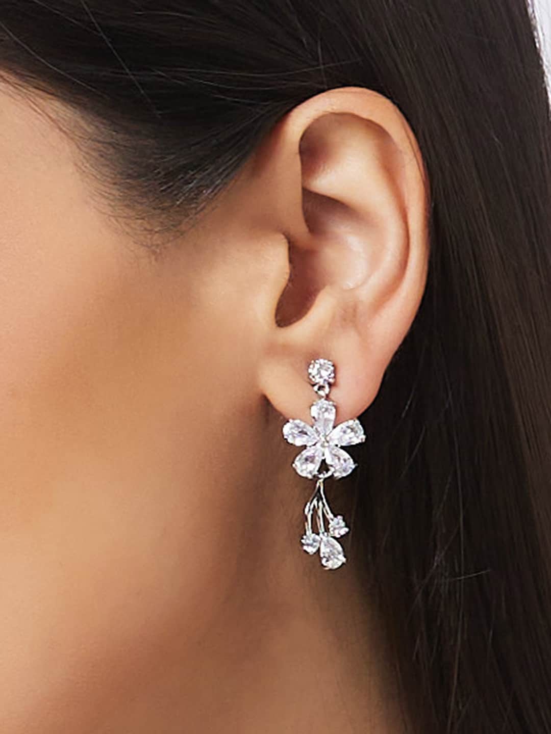 

Globus Silver-Plated Floral Drop Earrings